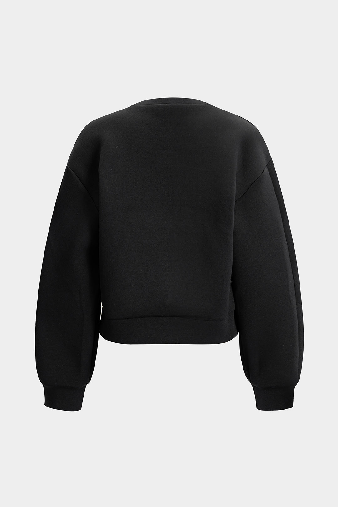 Metallic Rundhals-Top mit Aushöhlungen und Ringdetails, langärmlig