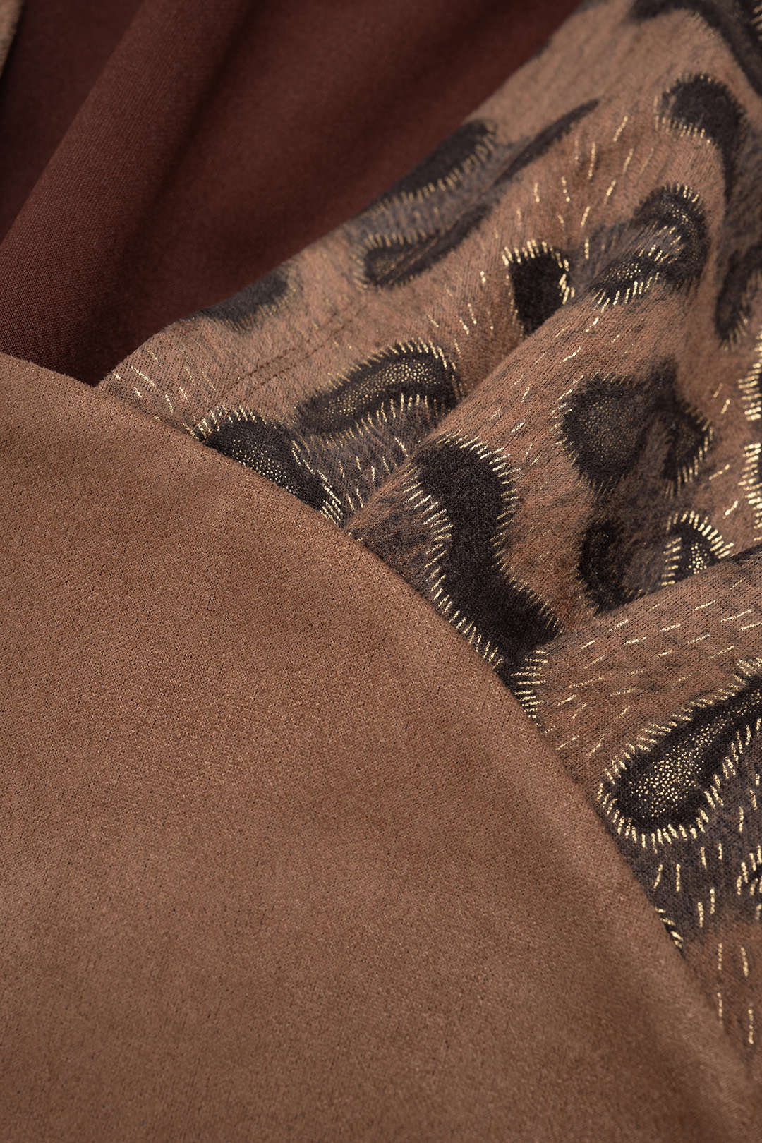 Leopard Print Veloursleder Patchwork Neckholder Langarm Body
