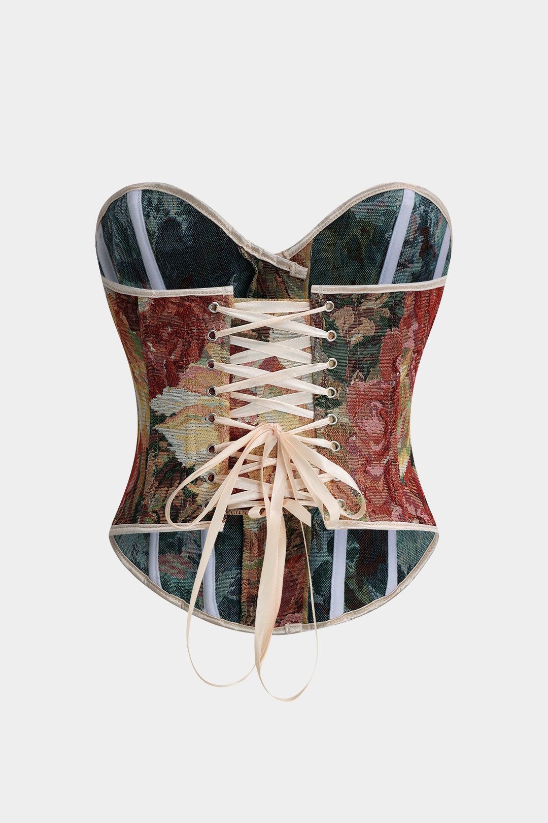 Haut bustier jacquard avec attaches contrastantes au dos
