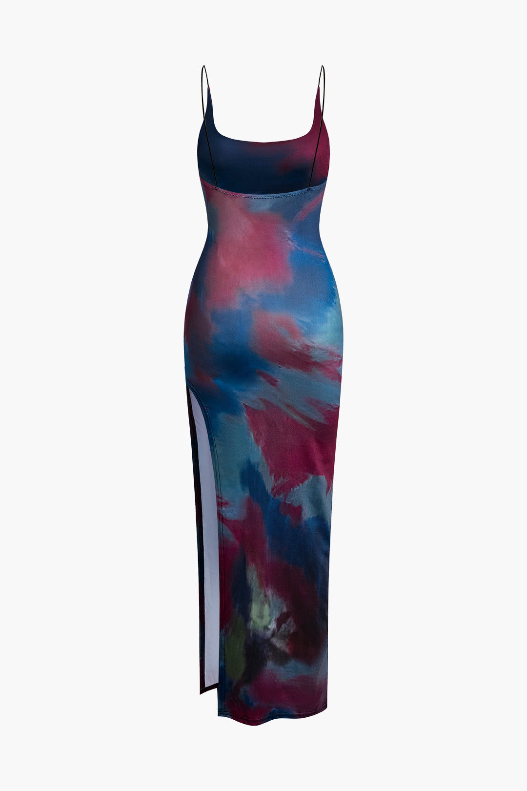 Robe Midi à Fente, Sans Dos, Tie-Dye