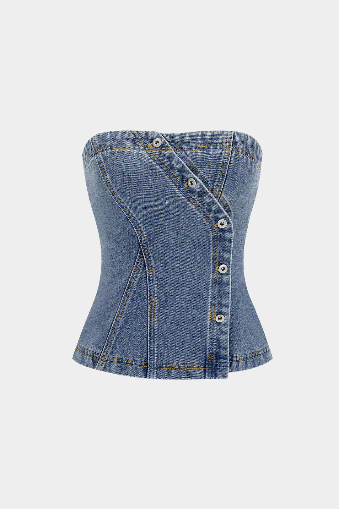 Jeans-Asymmetrisches-Knopf-Tube-Top