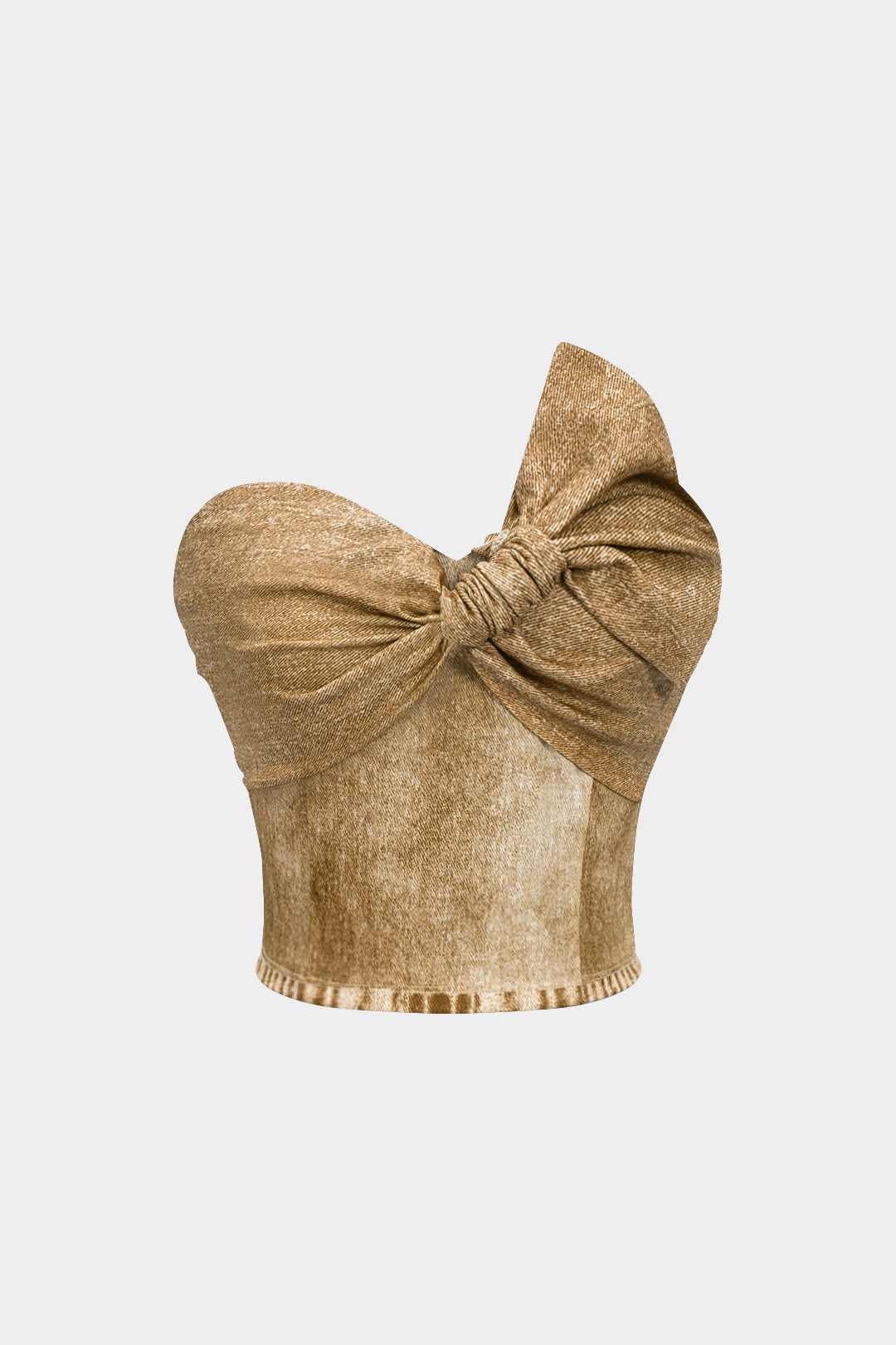 Haut bandeau torsadé asymétrique en jean imprimé