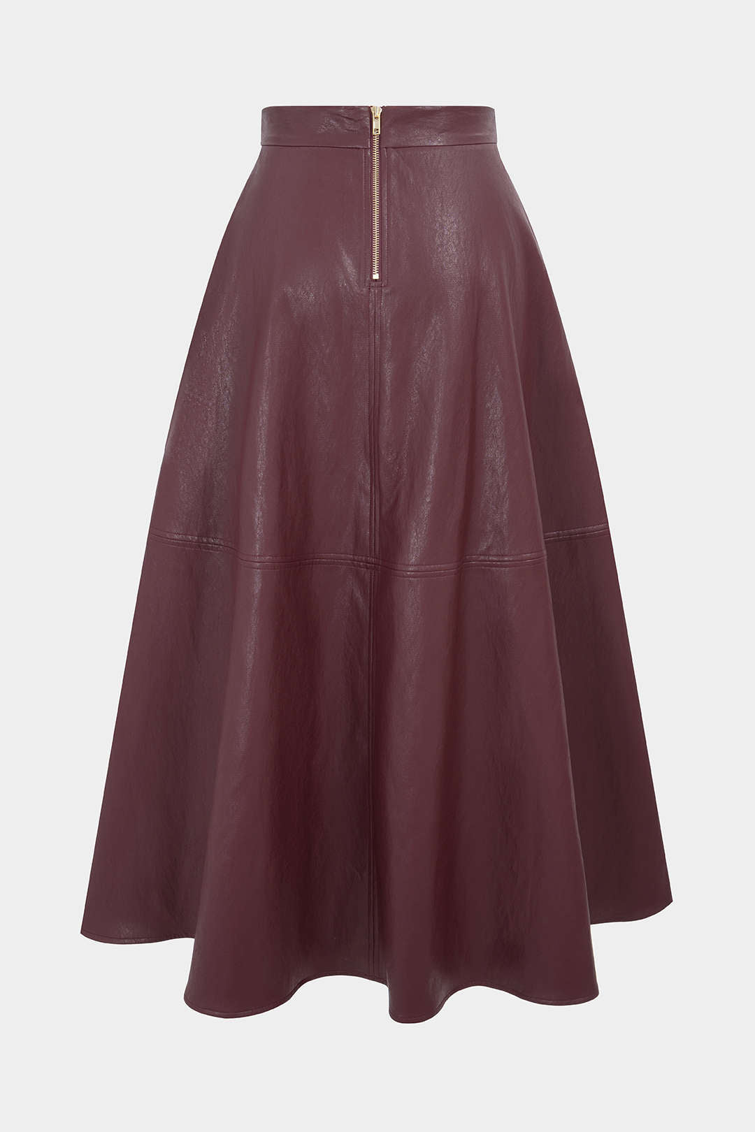 Faux Leather Metallic Belted Skirt