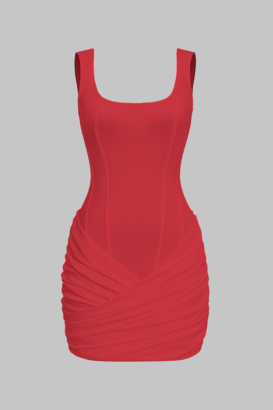 Raffiniertes, asymmetrisches ärmelloses Minikleid