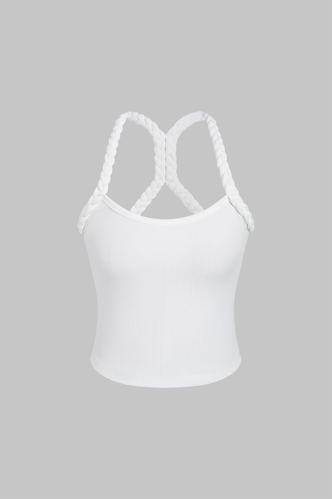 Einfarbiges geflochtenes Cami-Top mit Rundhalsausschnitt
