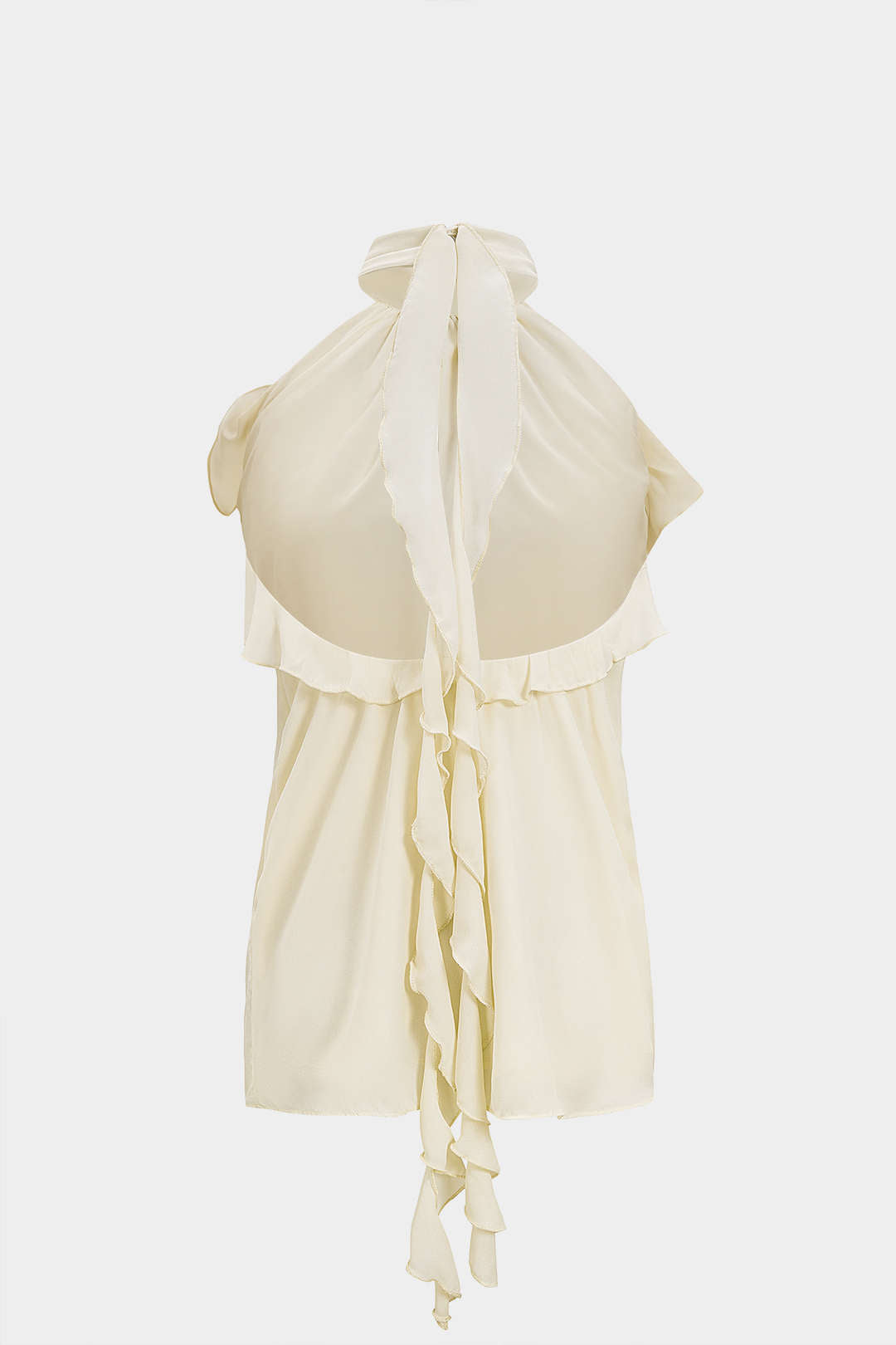 Chiffon Neckholder Rüschen-Tanktop mit Rückenausschnitt