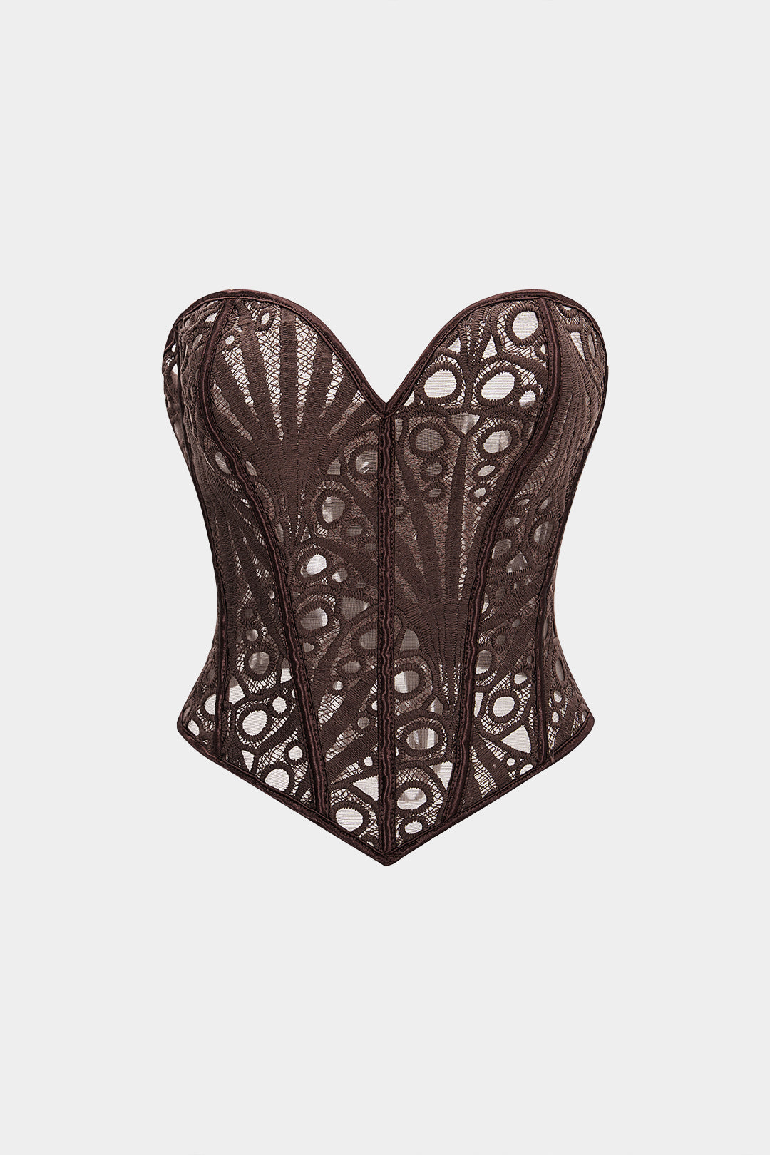 Mesh Hollow Out Corset Tie Back Tube Top