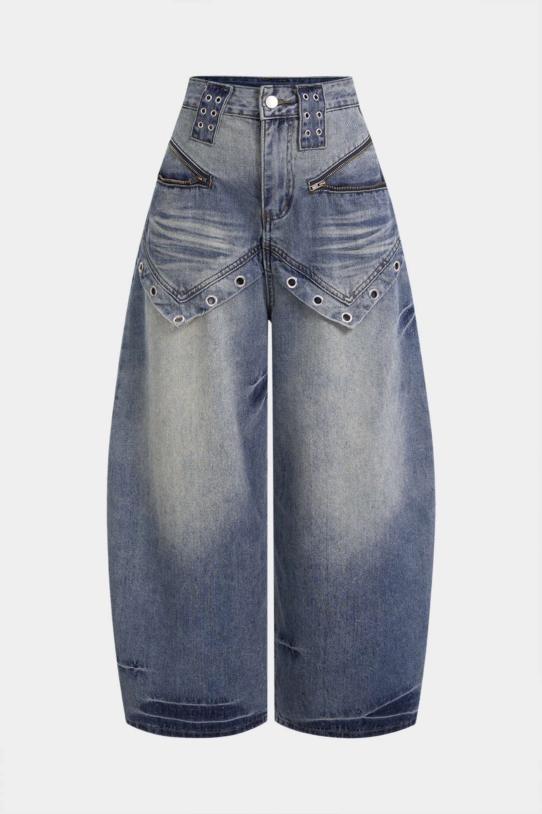Jean large en denim à œillets
