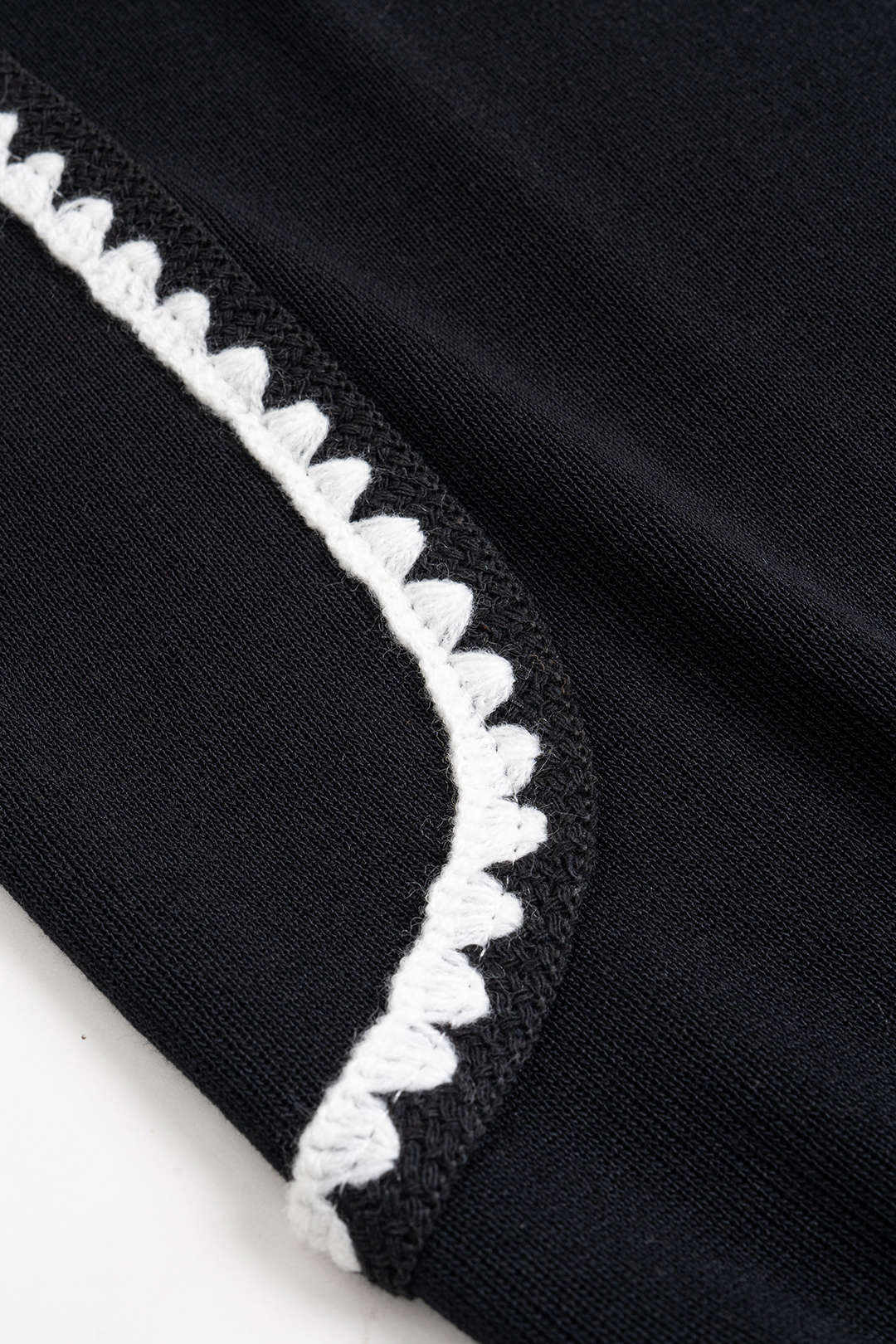 Knit Contrast Cut Out Short-Sleeve Top And Tie-Up Wide Leg Trousers Set