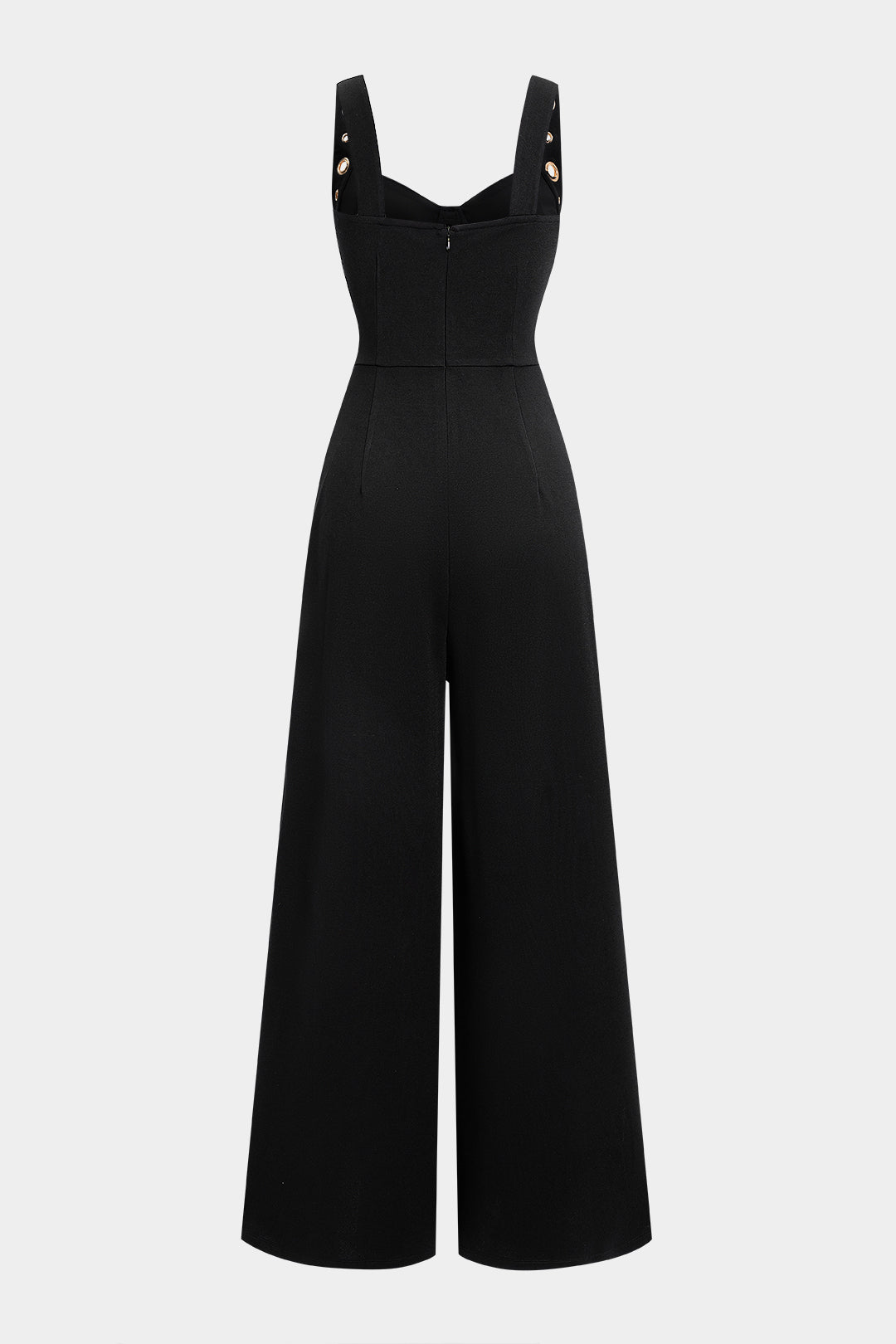 Ärmelloser Jumpsuit mit geradem Bein und Lochstickerei
