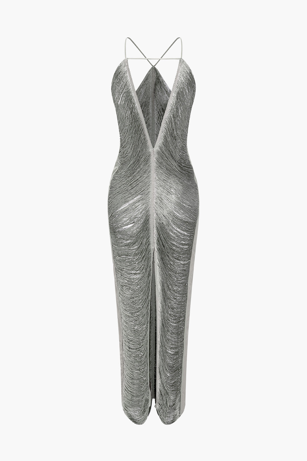 Robe mi-longue unie avec découpes et fente
