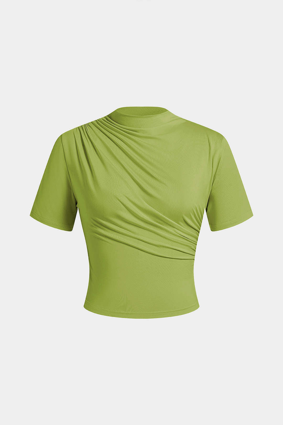 Rollkragen-T-Shirt mit gerafften kurzen Ärmeln
