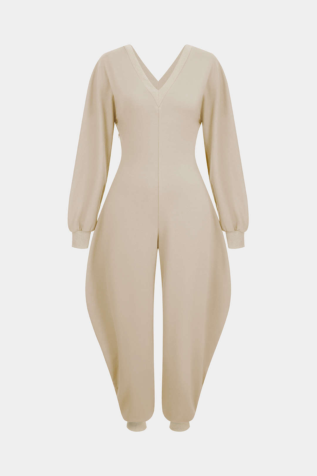 Jumpsuit mit V-Ausschnitt und langen Ärmeln