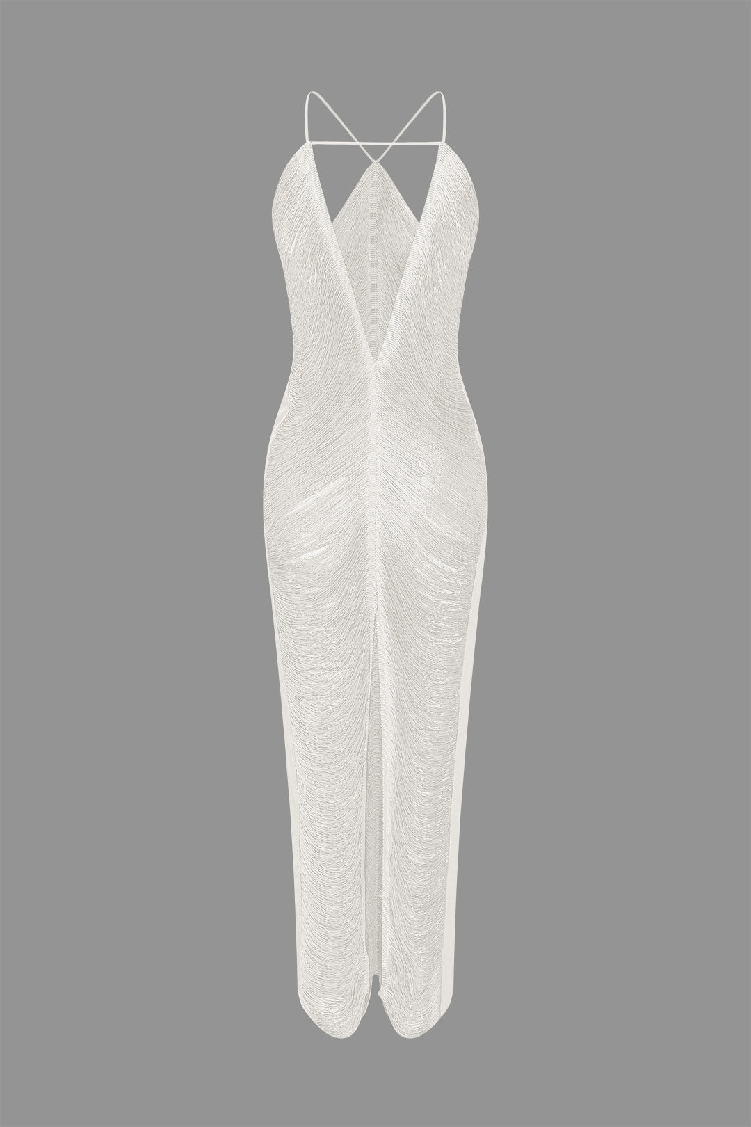 Robe mi-longue unie avec découpes et fente