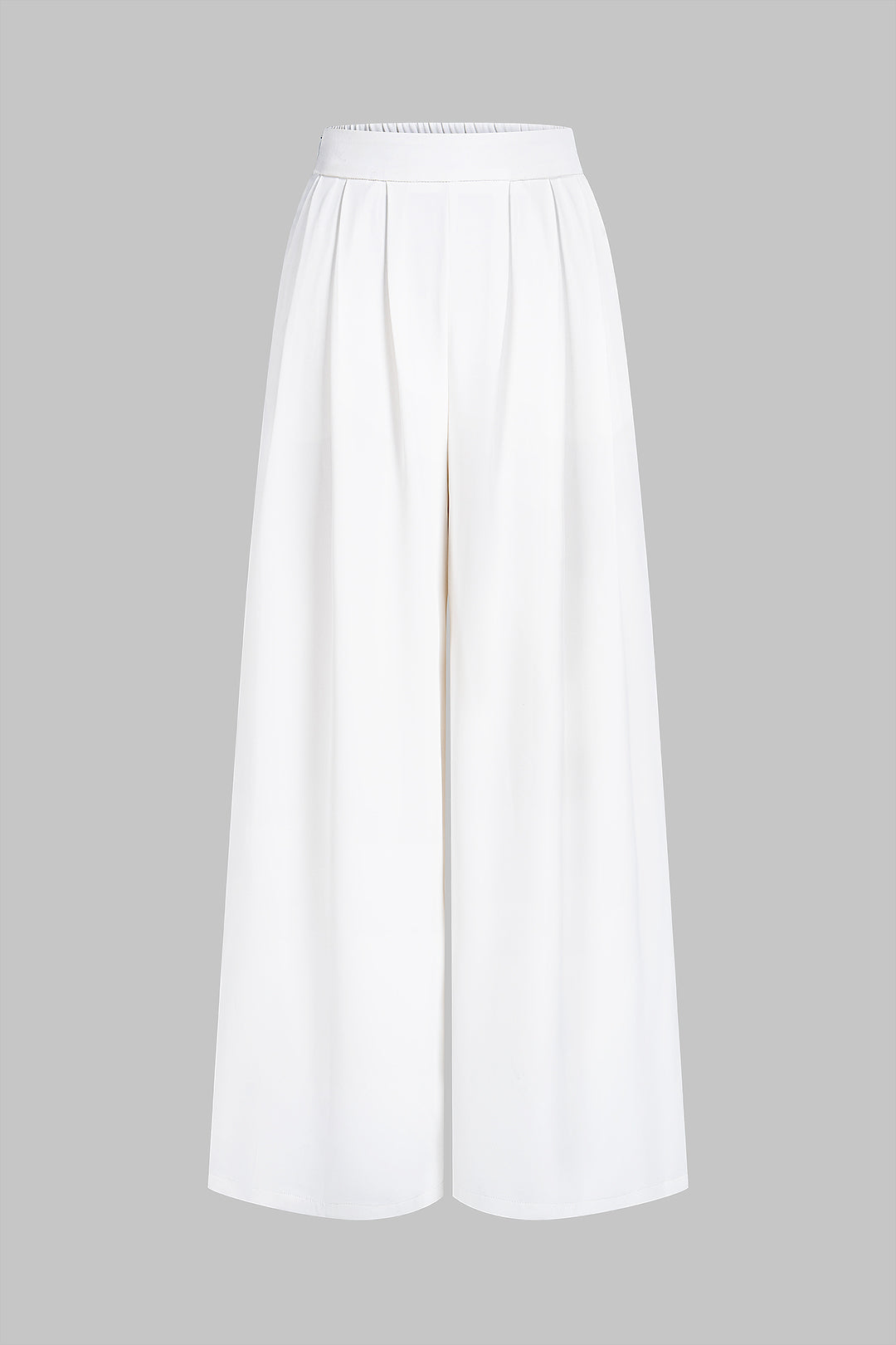 Einfarbige High-Waist-Hose mit weitem Bein
