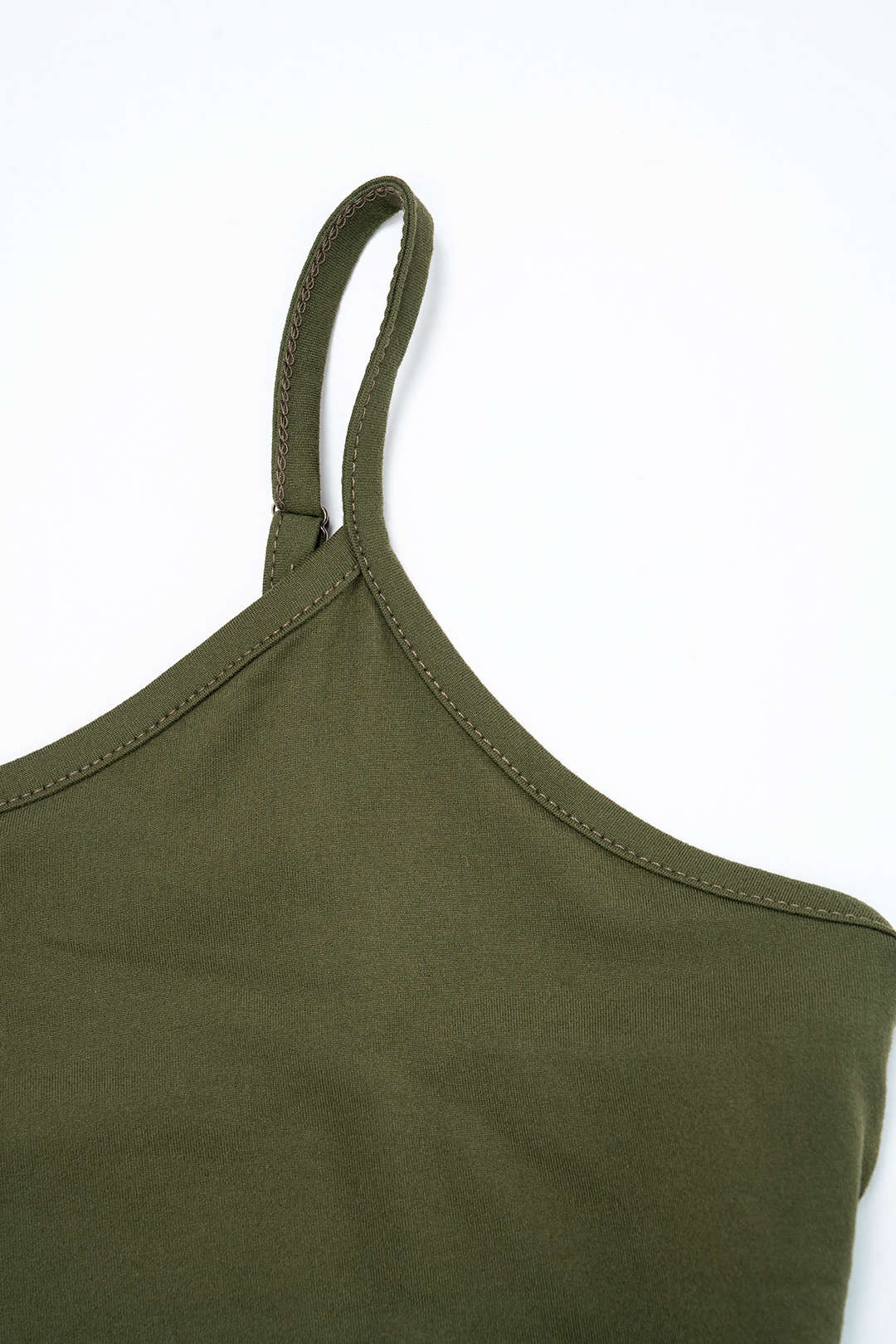 Solid Round Neck Cami Top And Drawstring Ruched Skirt Set