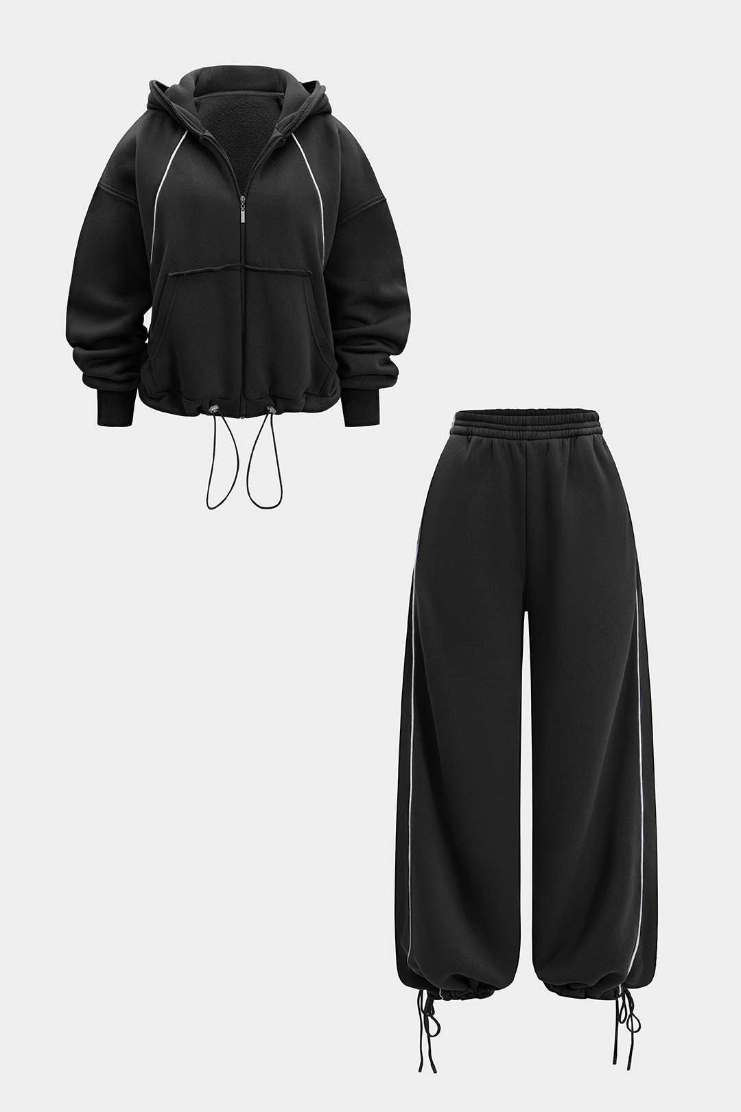 Kapuzenpullover mit Reißverschluss und Kordelzug sowie Hose mit geradem Bein zum Binden