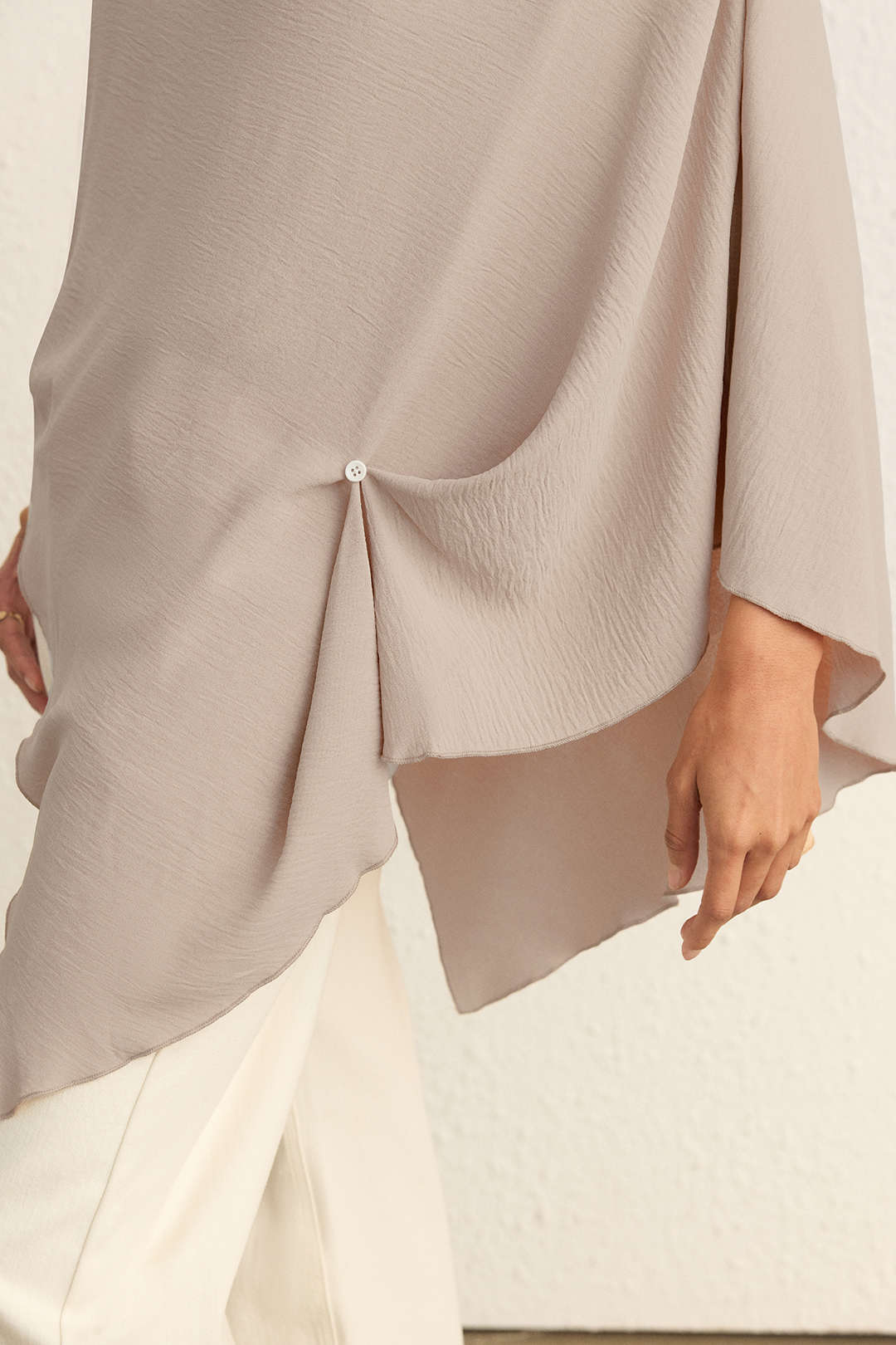 Asymmetrical Button Batwing Short-Sleeve Shirt