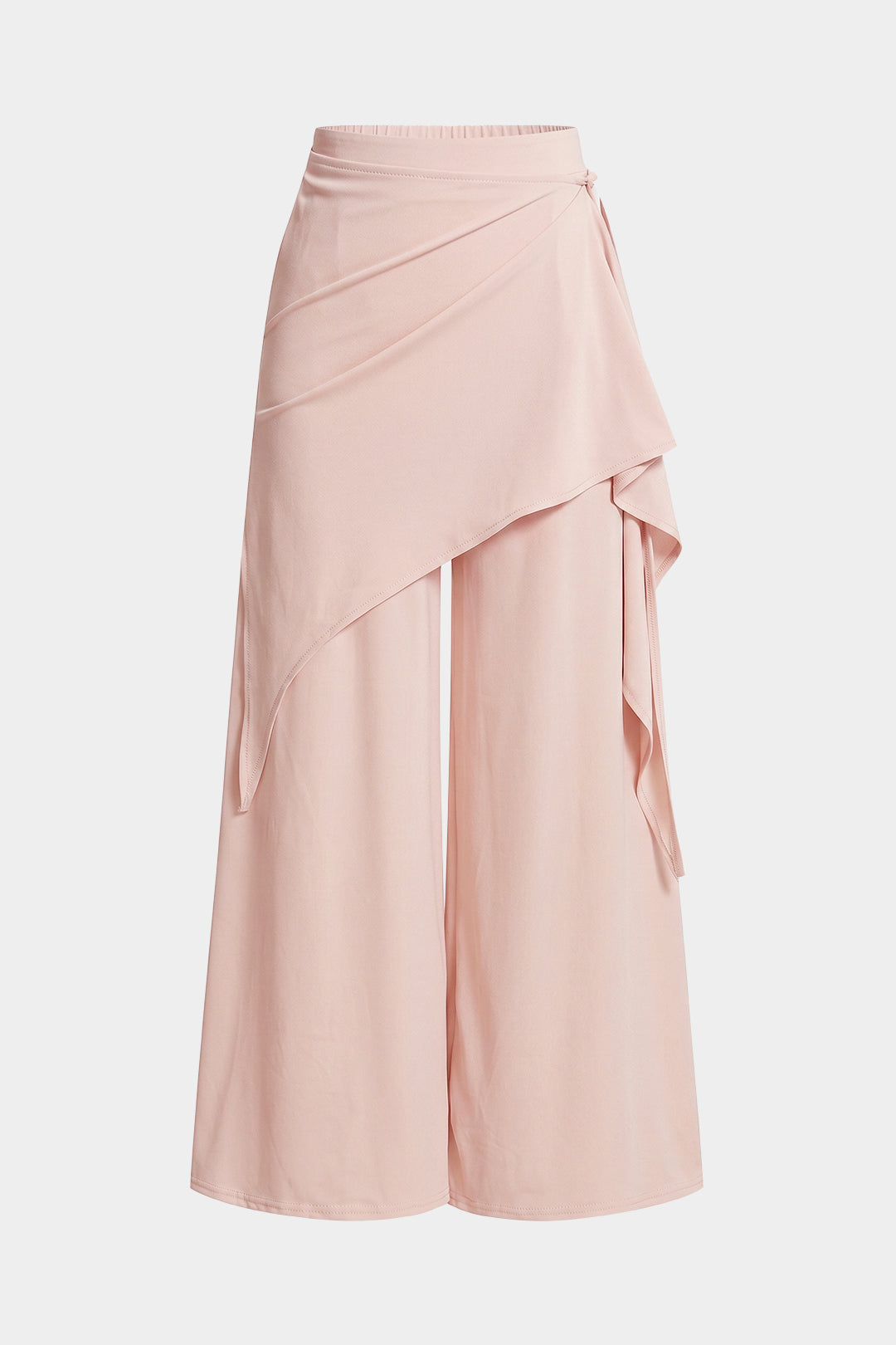 Asymmetrische geraffte Hose mit weitem Bein und Bindedetail