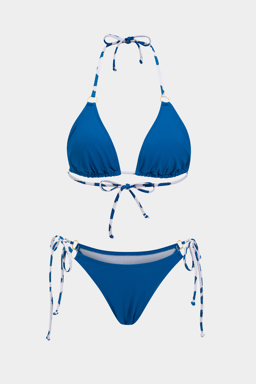 Kontrastierendes Neckholder-Bikini-Set zum Binden