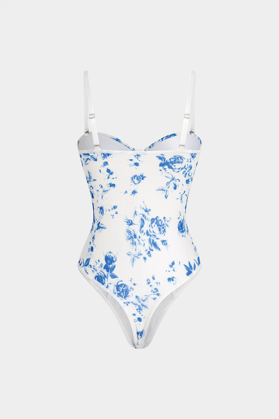 Floral Print Mesh Slip Sleeveless Bodysuit