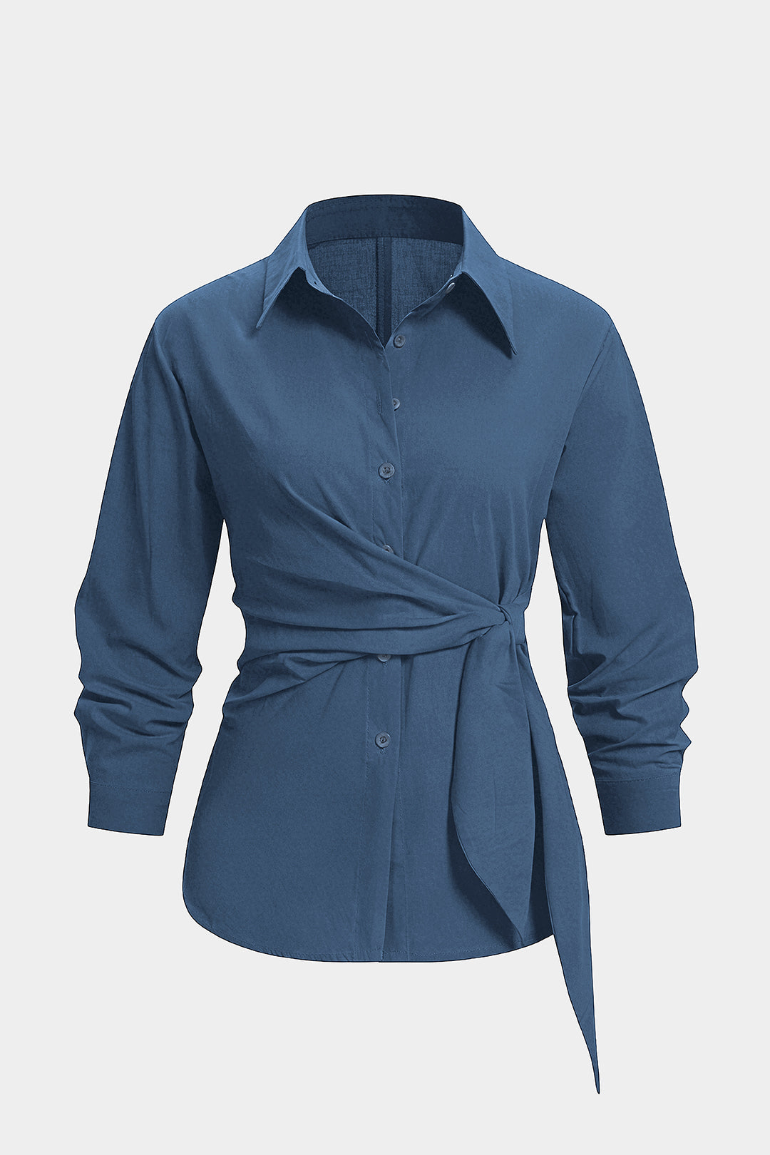 Chemise boutonnée à revers et à nouer sur le devant, à manches longues
