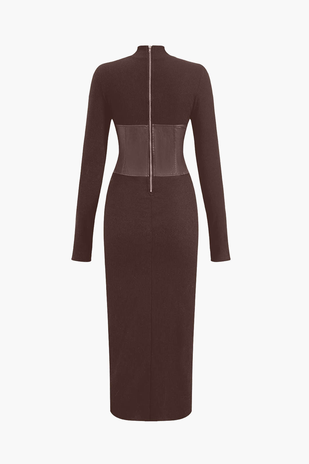Robe midi patchwork en similicuir uni