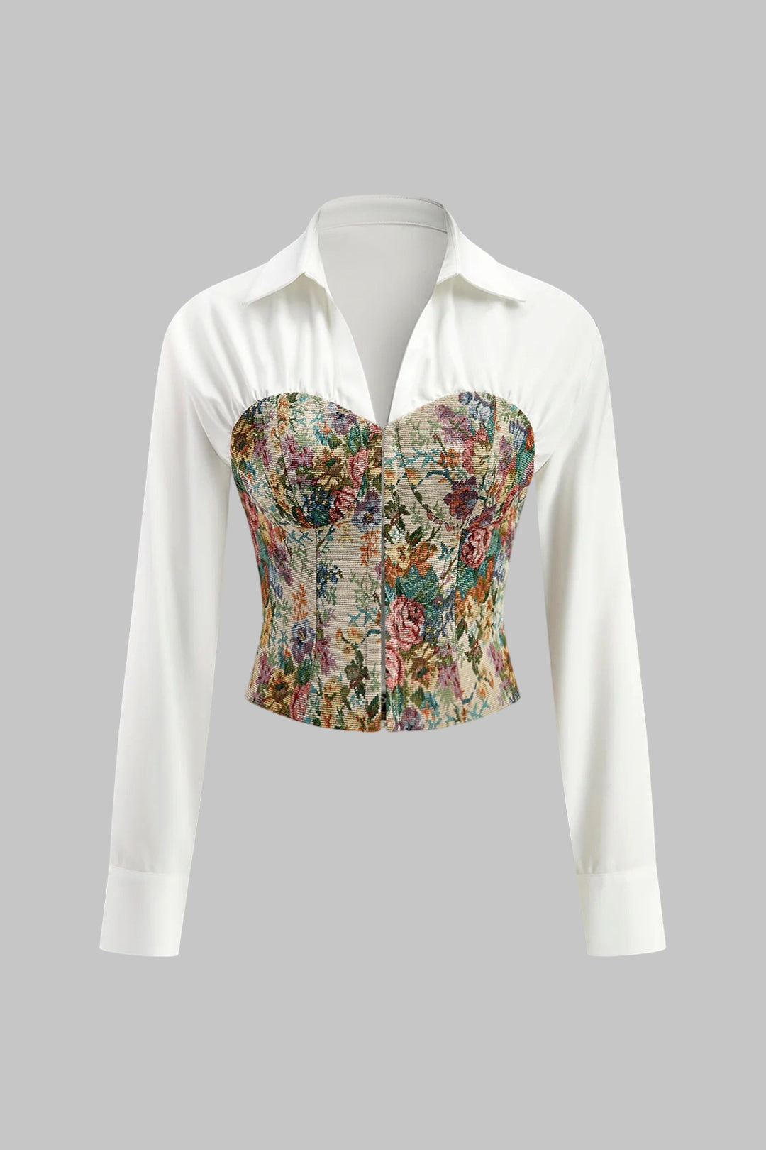 Jacquard Patchwork Long-Sleeve Shirt