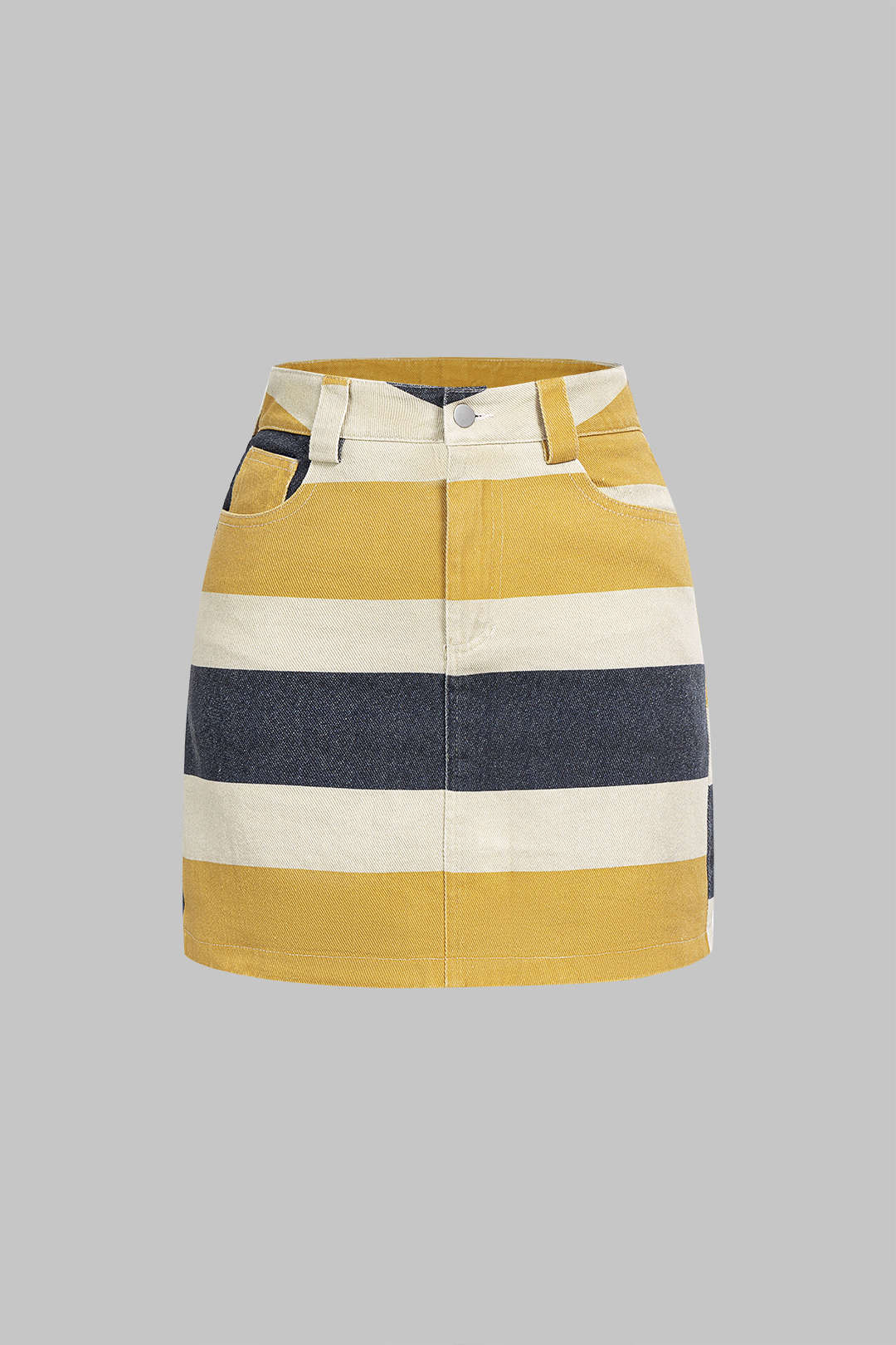Striped Pocket High Waist Skirt
