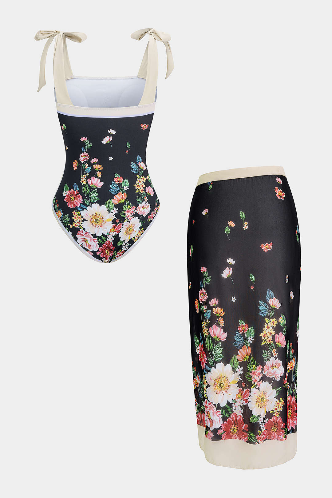 Bikini-Set mit Blumenmuster und Bindedetail