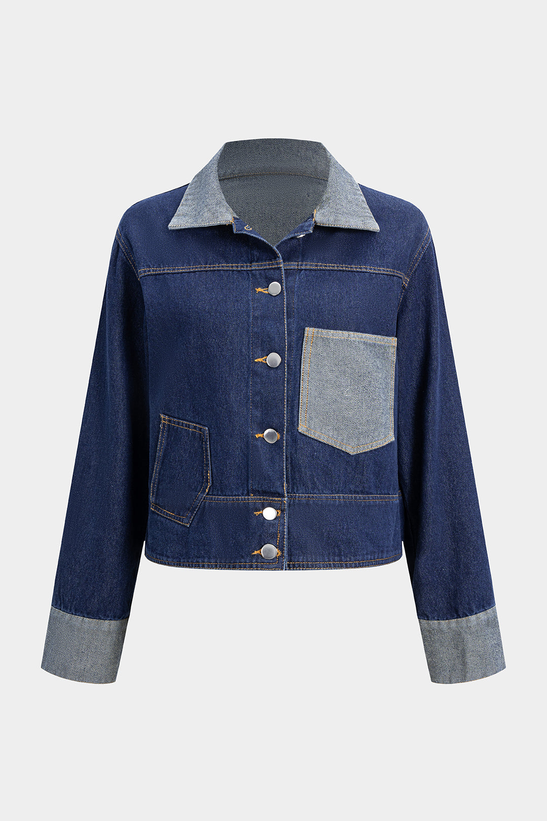 Denim-Knopf-Patchwork-Oberbekleidung