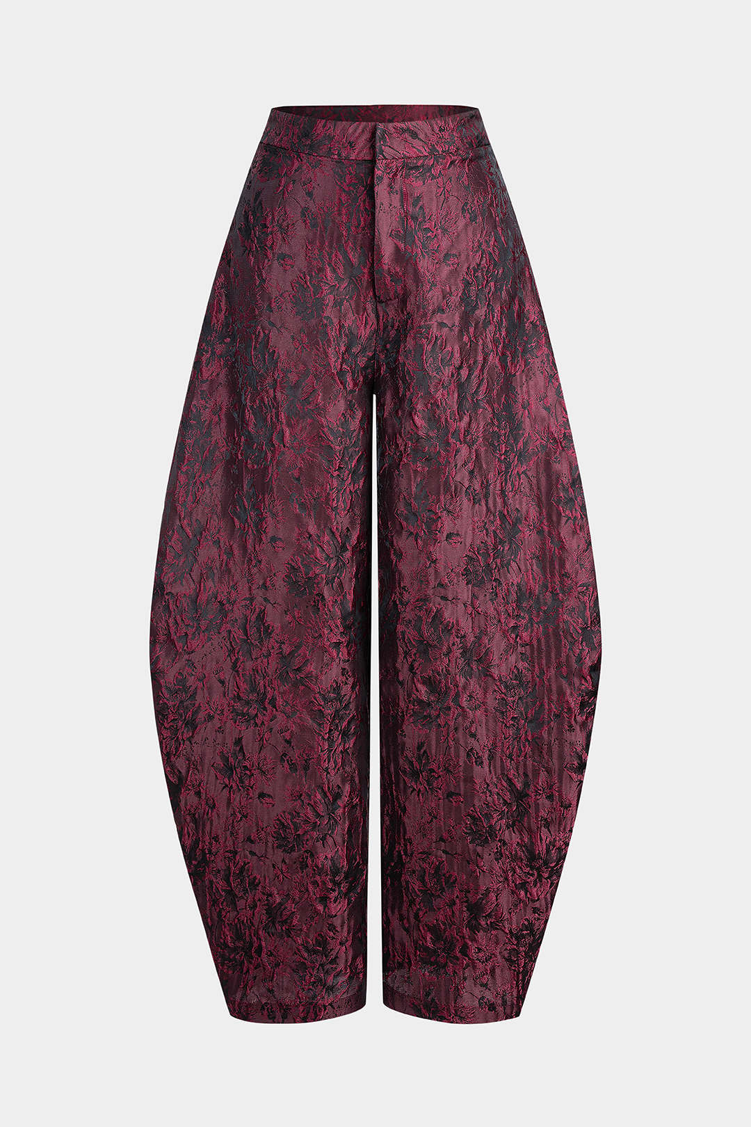 Hose mit Blumenmuster, Jacquard und weitem Bein