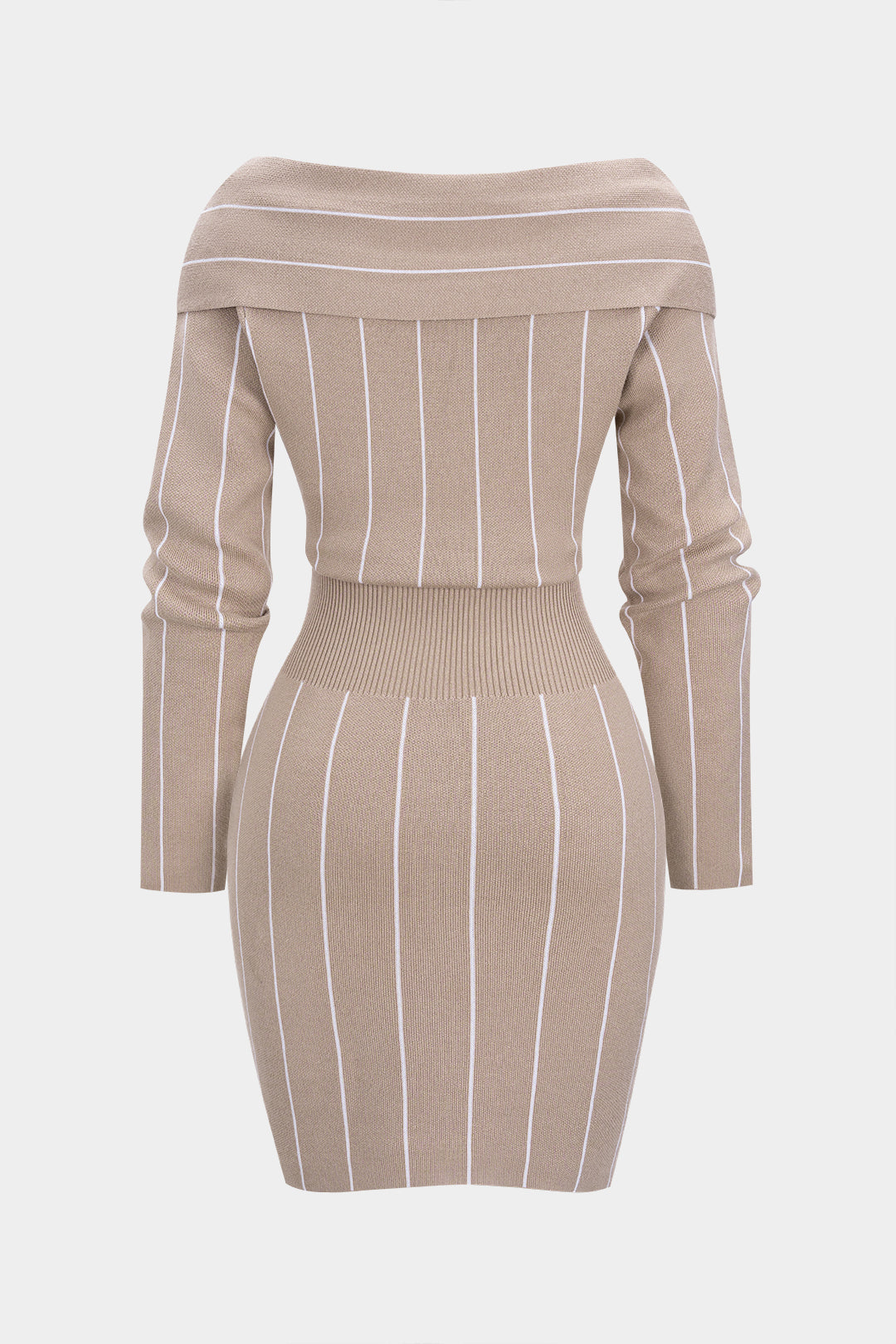 Robe en maille à manches longues avec imprimé rayures contrastantes