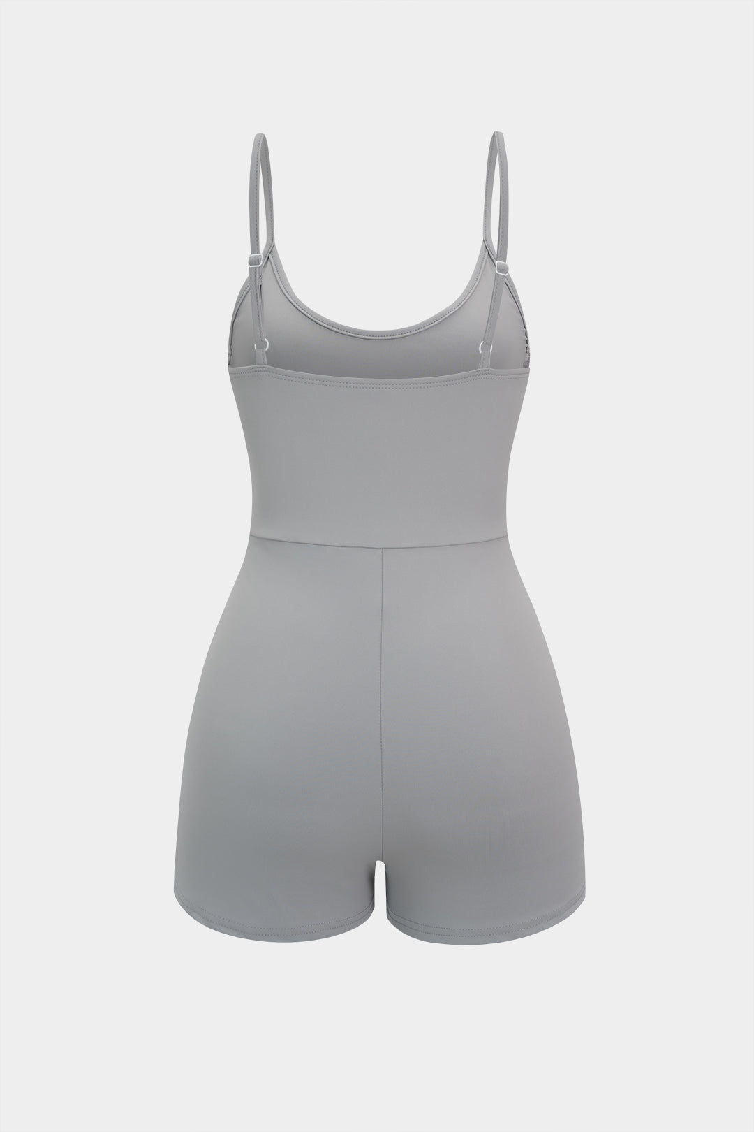 Solid Round Neck Asymmetrical Twist Knot Sleeveless Romper