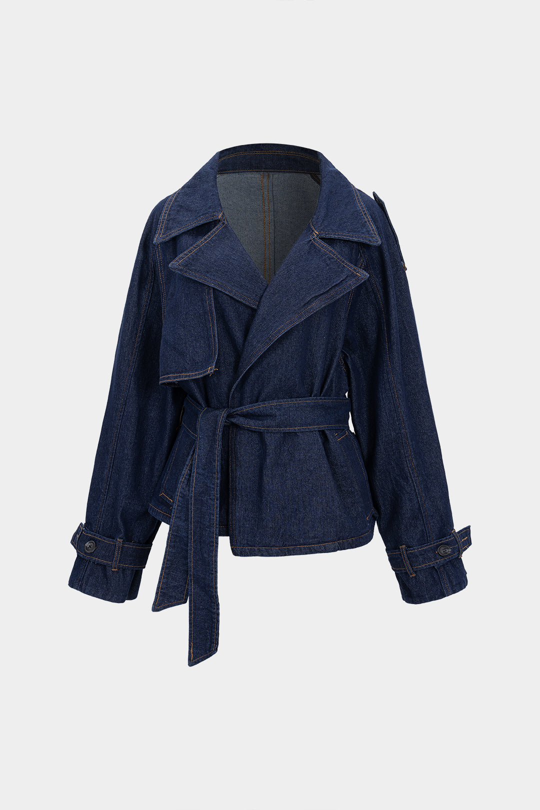 Jeans-Outerwear mit Gürtel und asymmetrischem Schnitt