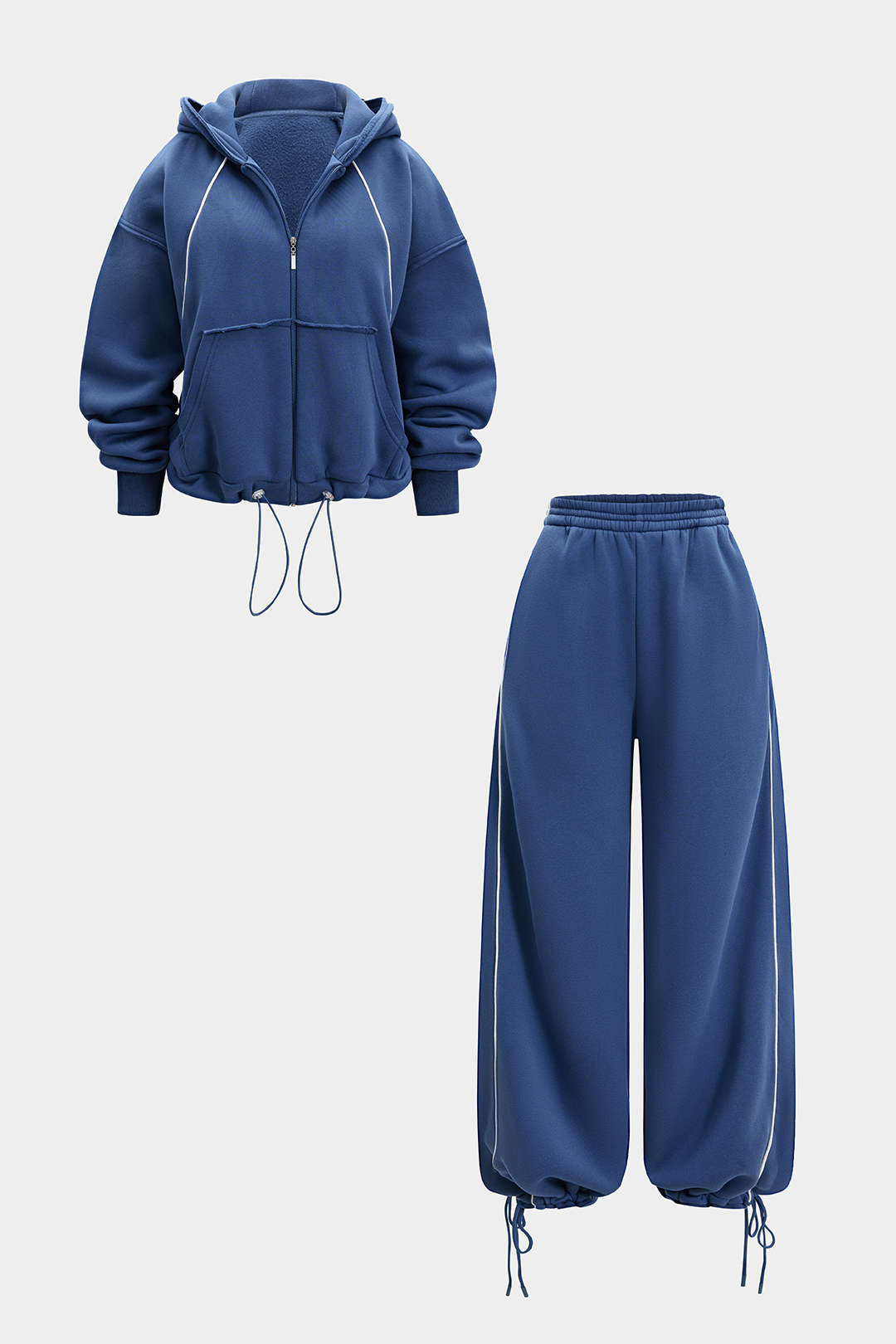 Kapuzenpullover mit Reißverschluss und Kordelzug sowie Hose mit geradem Bein zum Binden