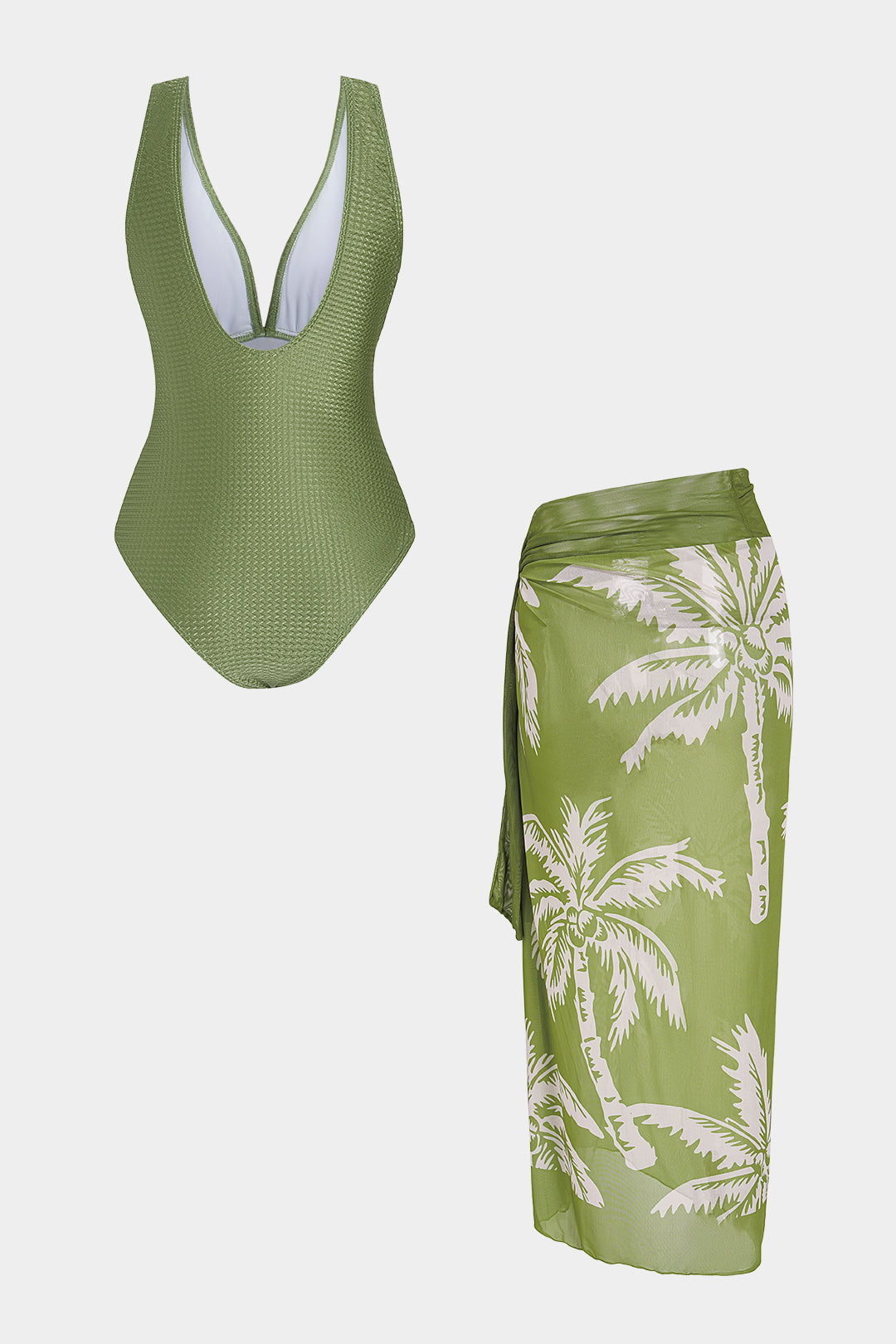 Jacquard V-Neck Metallic Wrap Bikini Set