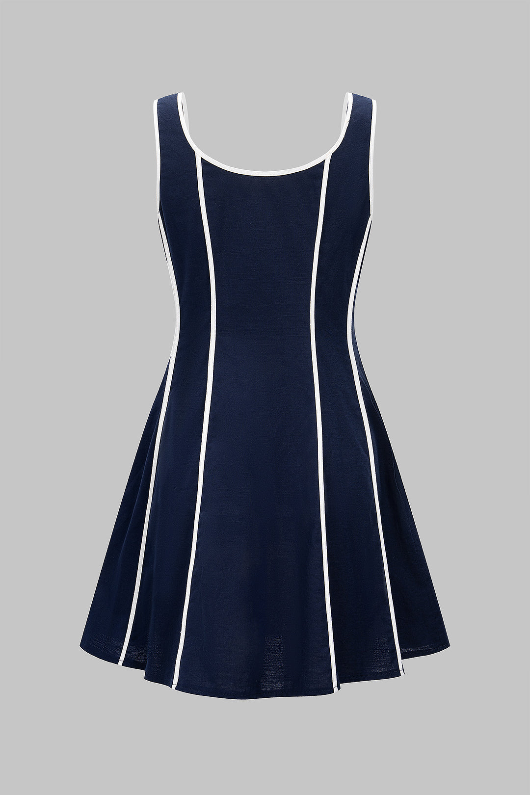 Linen Contrast Binding Slip Sleeveless Mini Dress