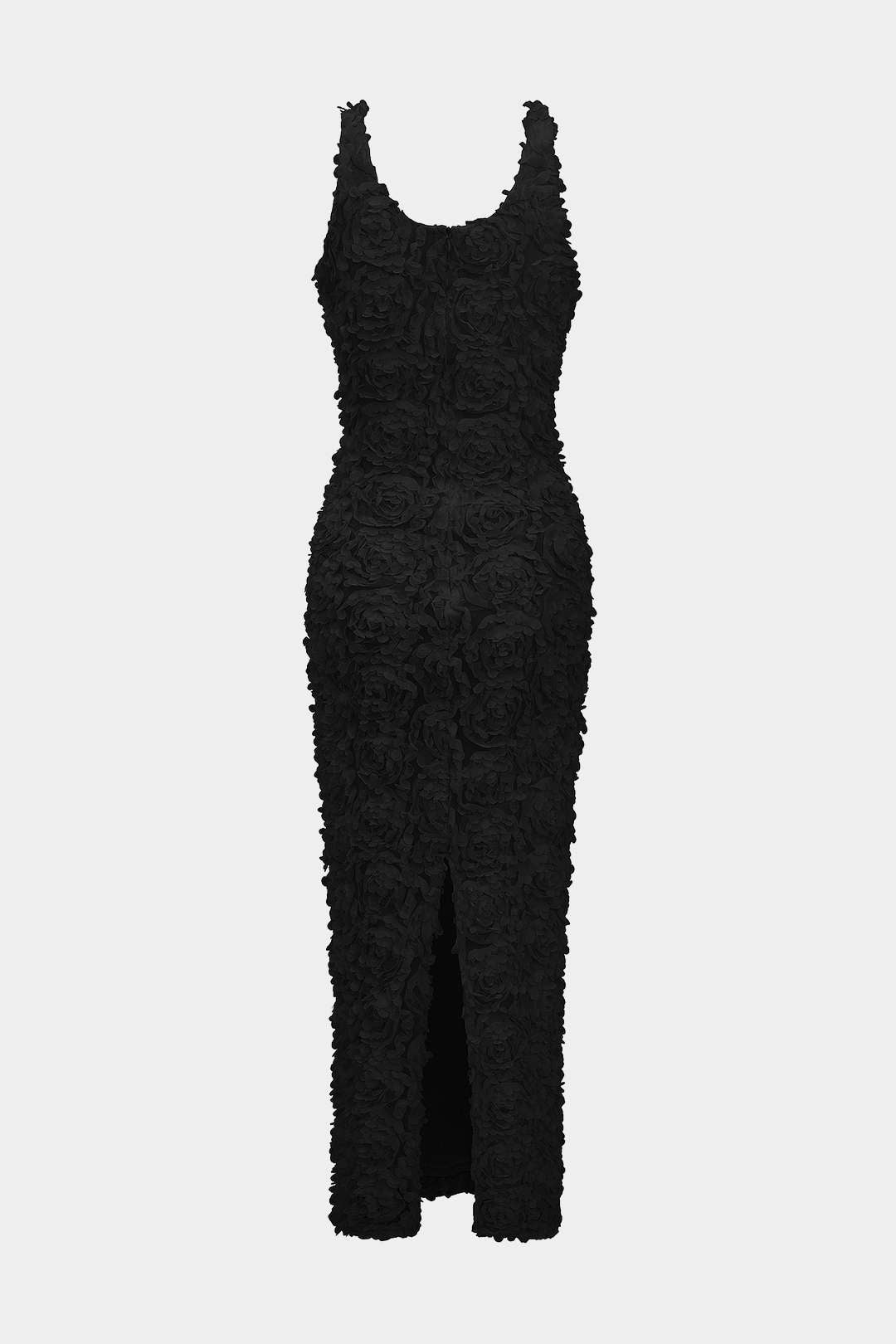Robe longue fendue à décolleté en V et appliqués