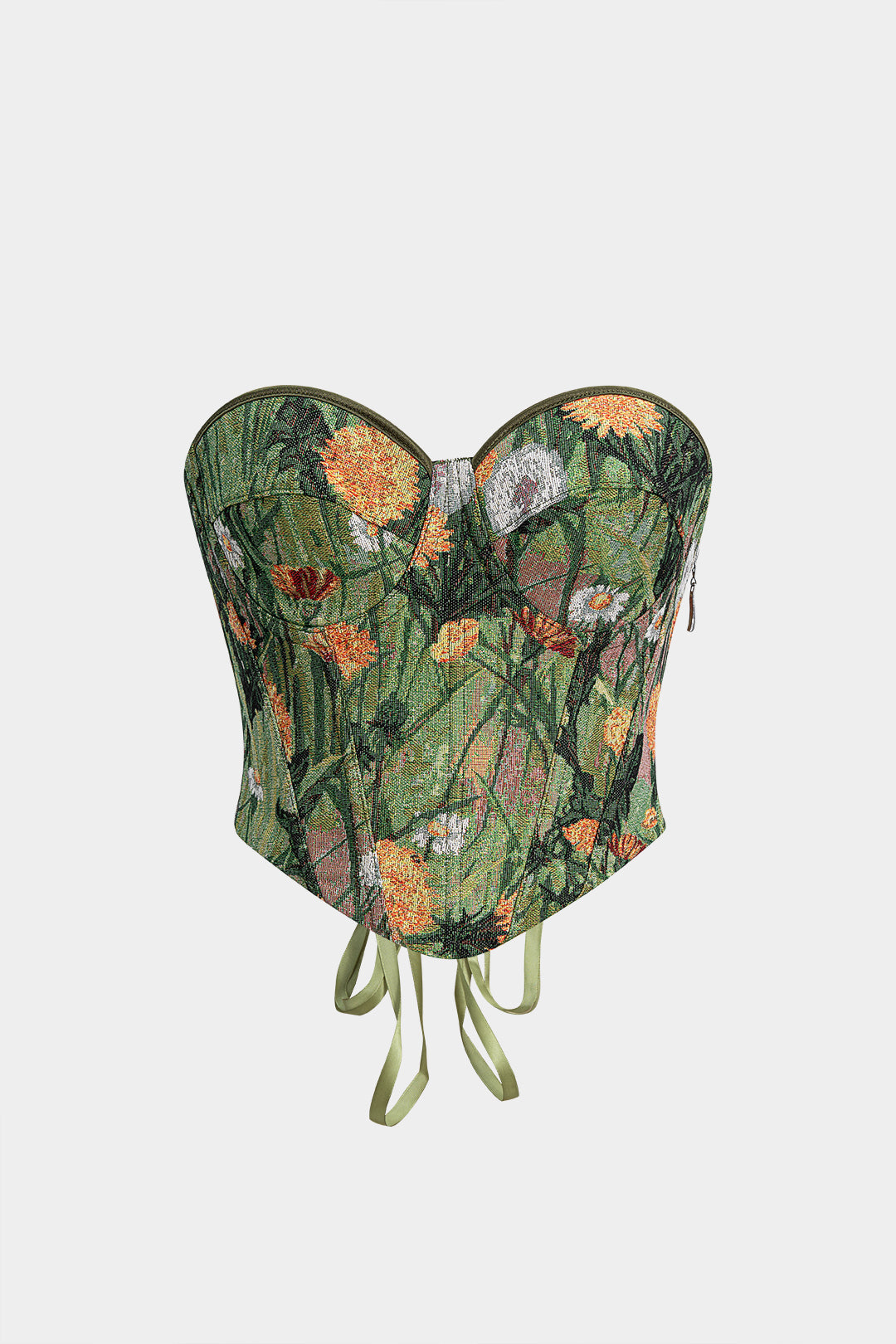 Blumen-Jacquard-Trägertop zum Binden