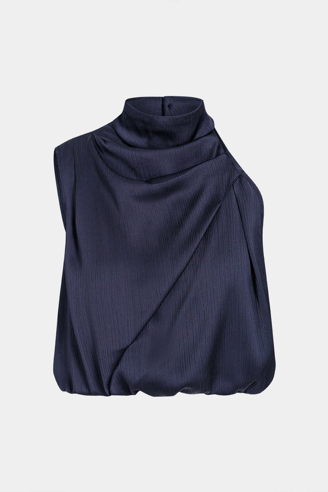 Mock Neck Asymmetrical Ruched Tank Top