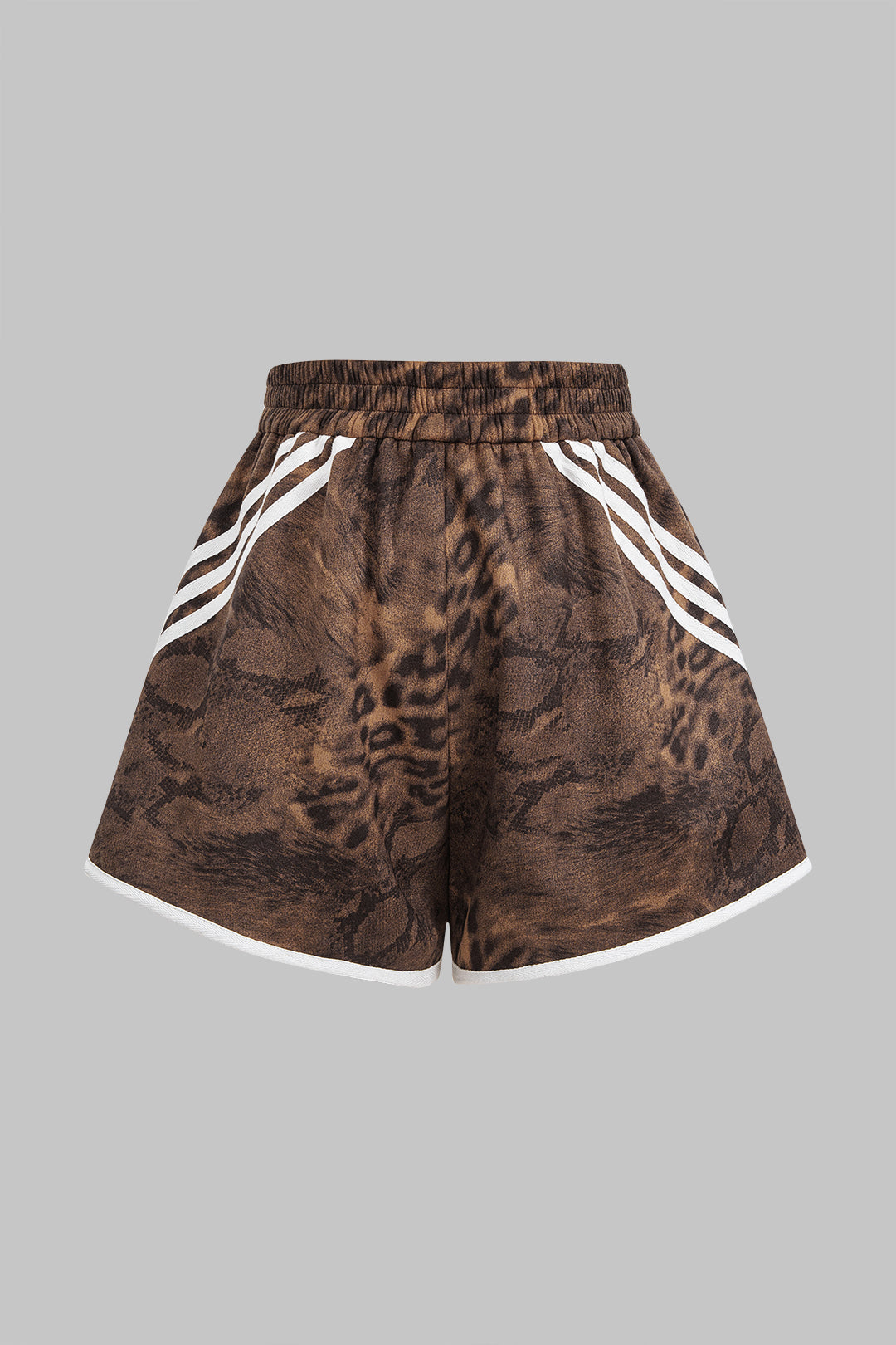 Shorts mit Leopardenprint-Streifen, gesmoktem Bund und hoher Taille