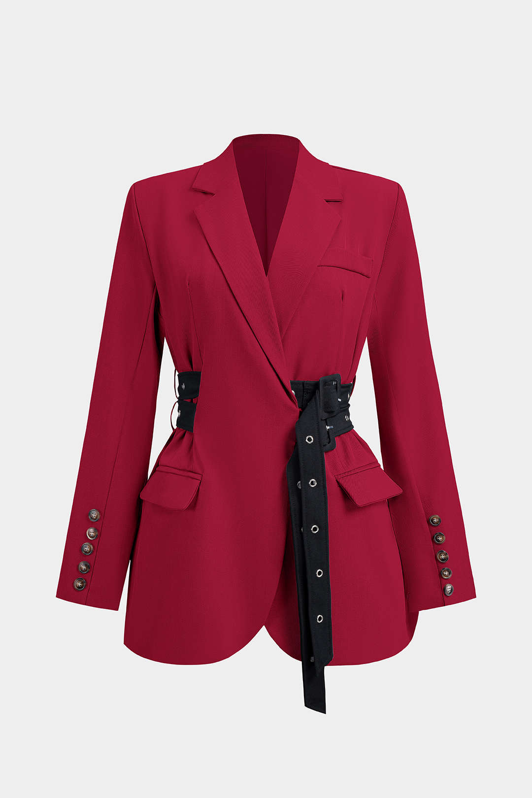 Blazer mit Taillengürtel und langen Ärmeln