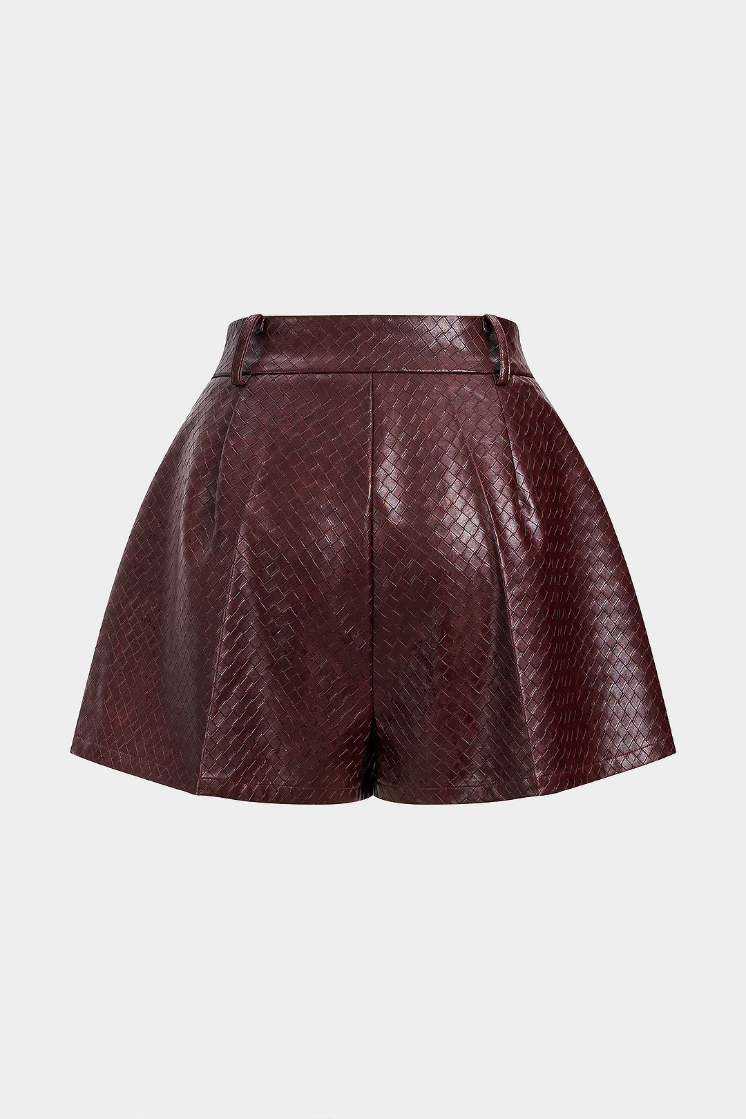 Shorts aus Kunstleder mit Webmuster
