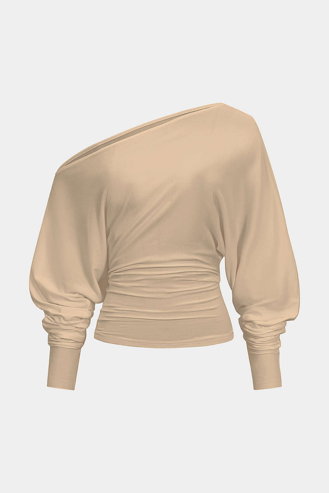 Cut-out, einseitig gerafftes Langarm-T-Shirt
