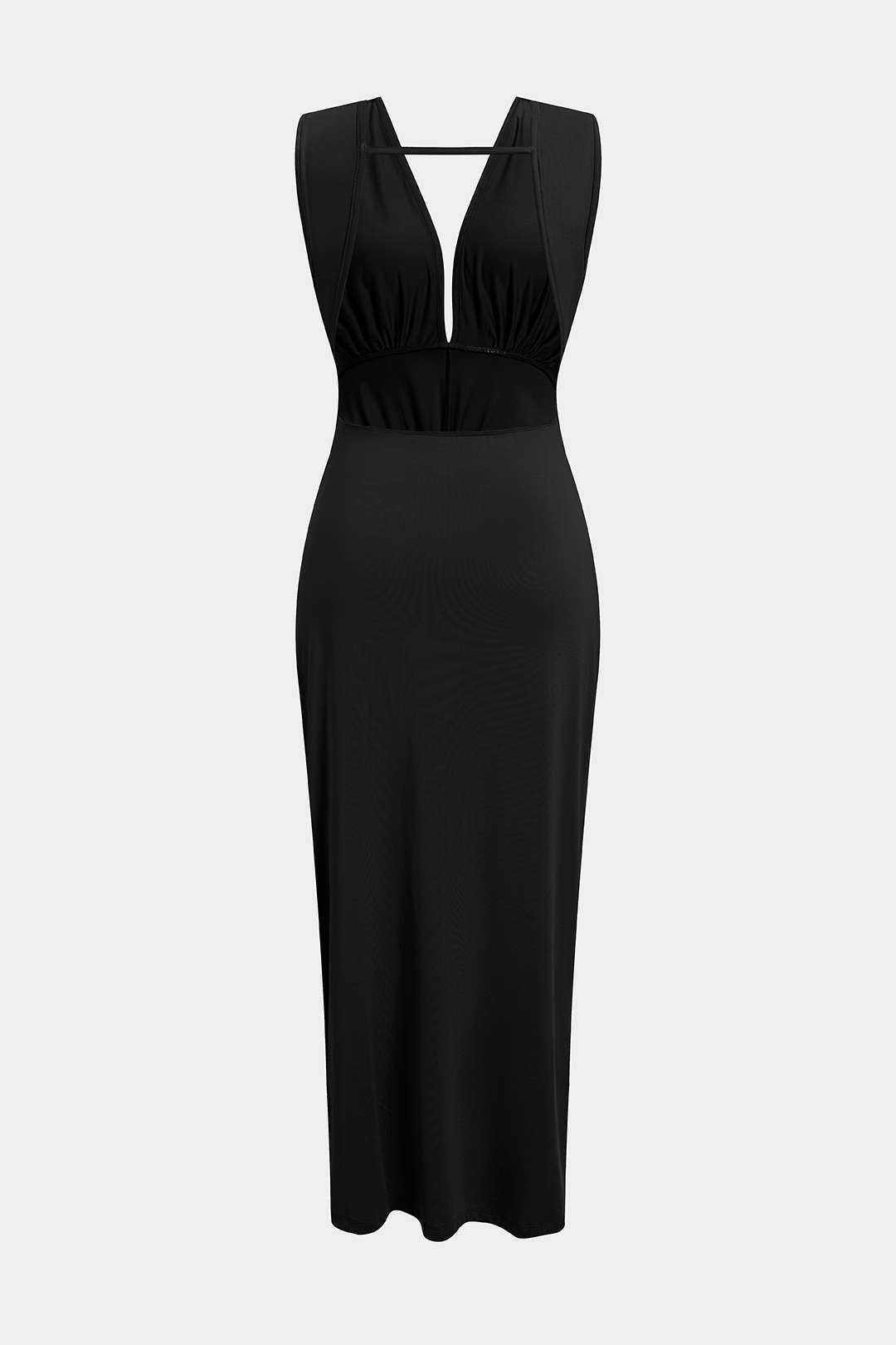 Robe midi sans manches dos nu torsadée froncée