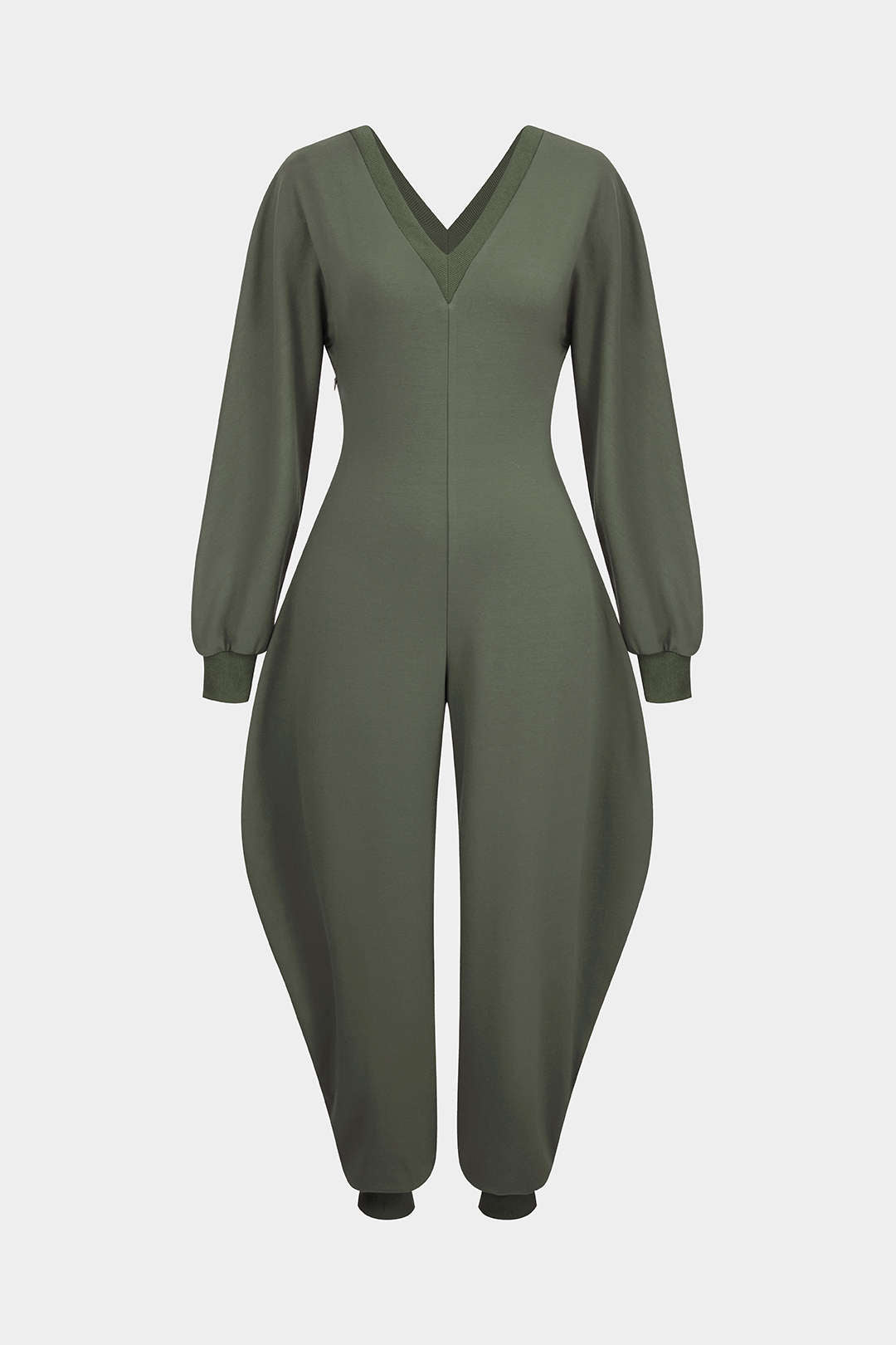 Jumpsuit mit V-Ausschnitt und langen Ärmeln