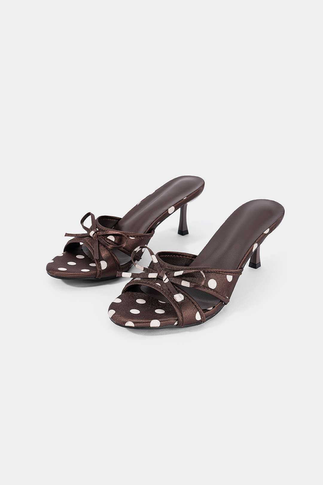 Bow Polka Dots Open Toe Pointed Heels