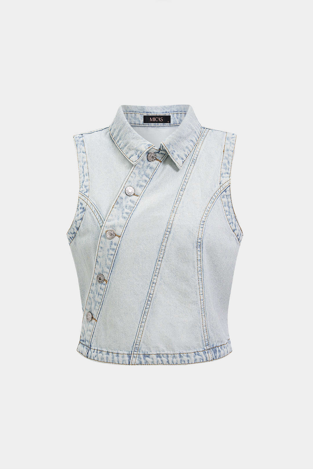 Denim Asymmetrical Button Tank Top