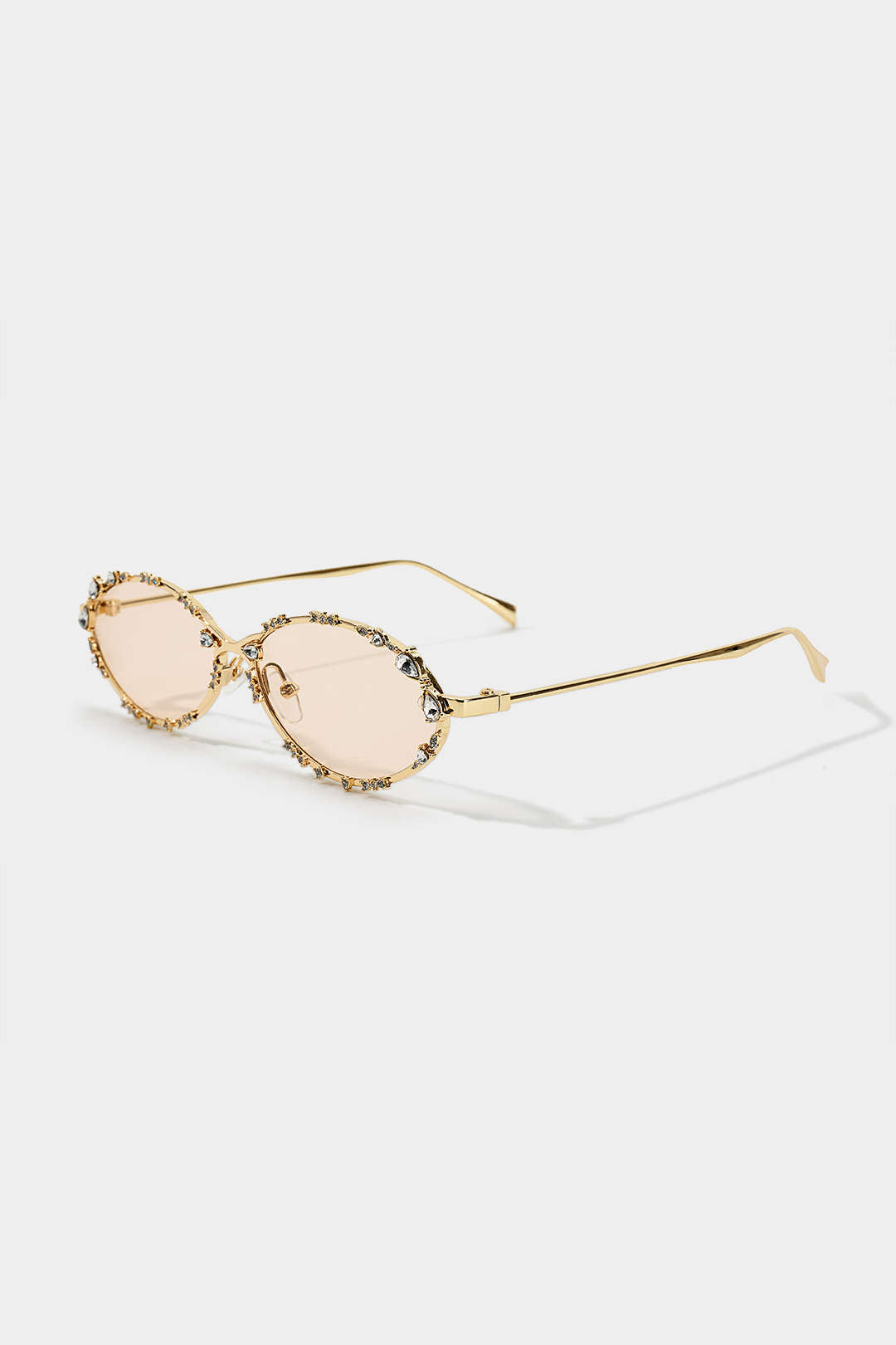 Metal Oval Rhinestone Sunglasses